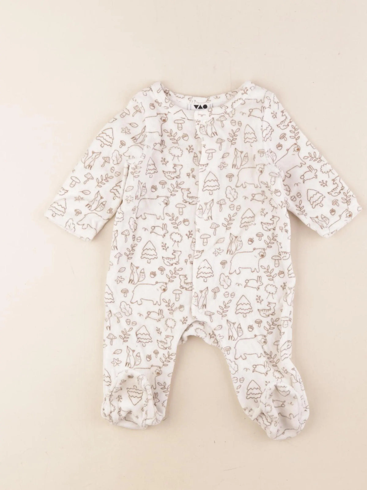 Tape à l'oeil - pyjama velours marron - 3 mois