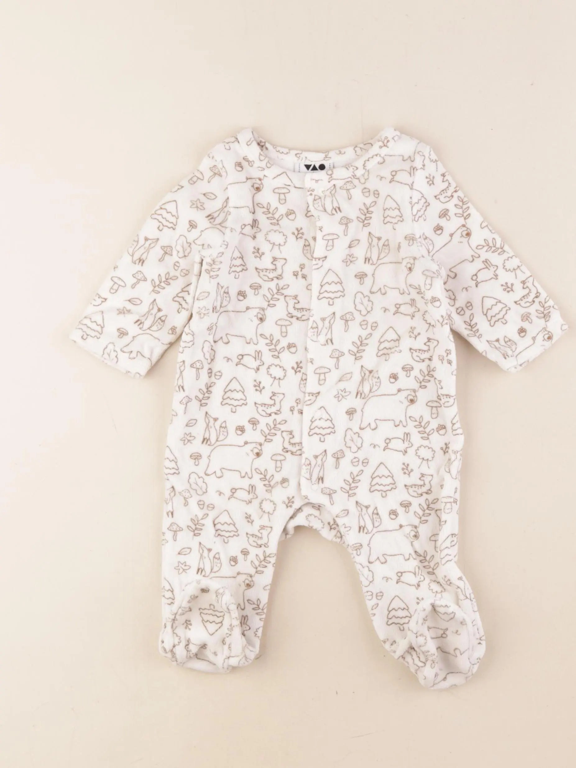 Tape à l'oeil - pyjama velours marron - 3 mois