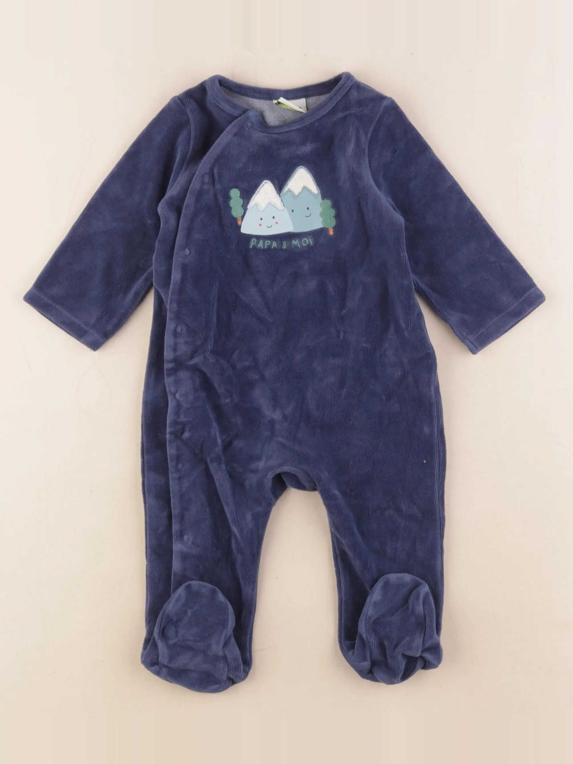Tape à l'oeil - pyjama velours bleu - 9 mois