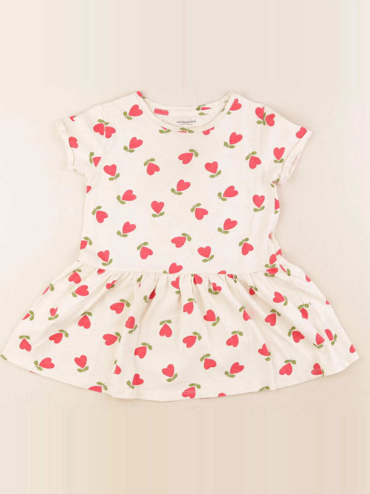 Vertbaudet - robe blanc, rouge - 4 ans