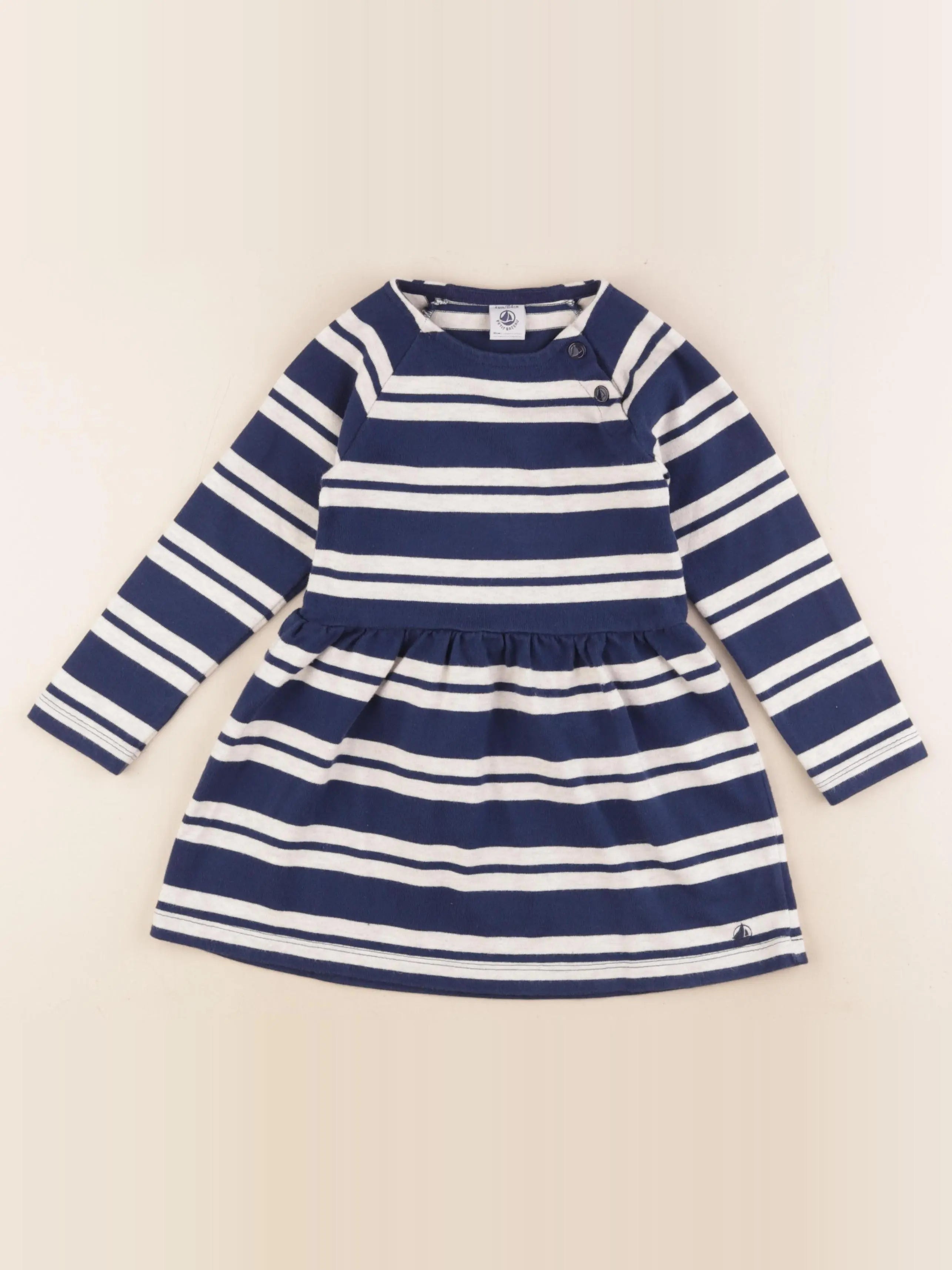 Petit Bateau - robe blanc, bleu - 4 ans