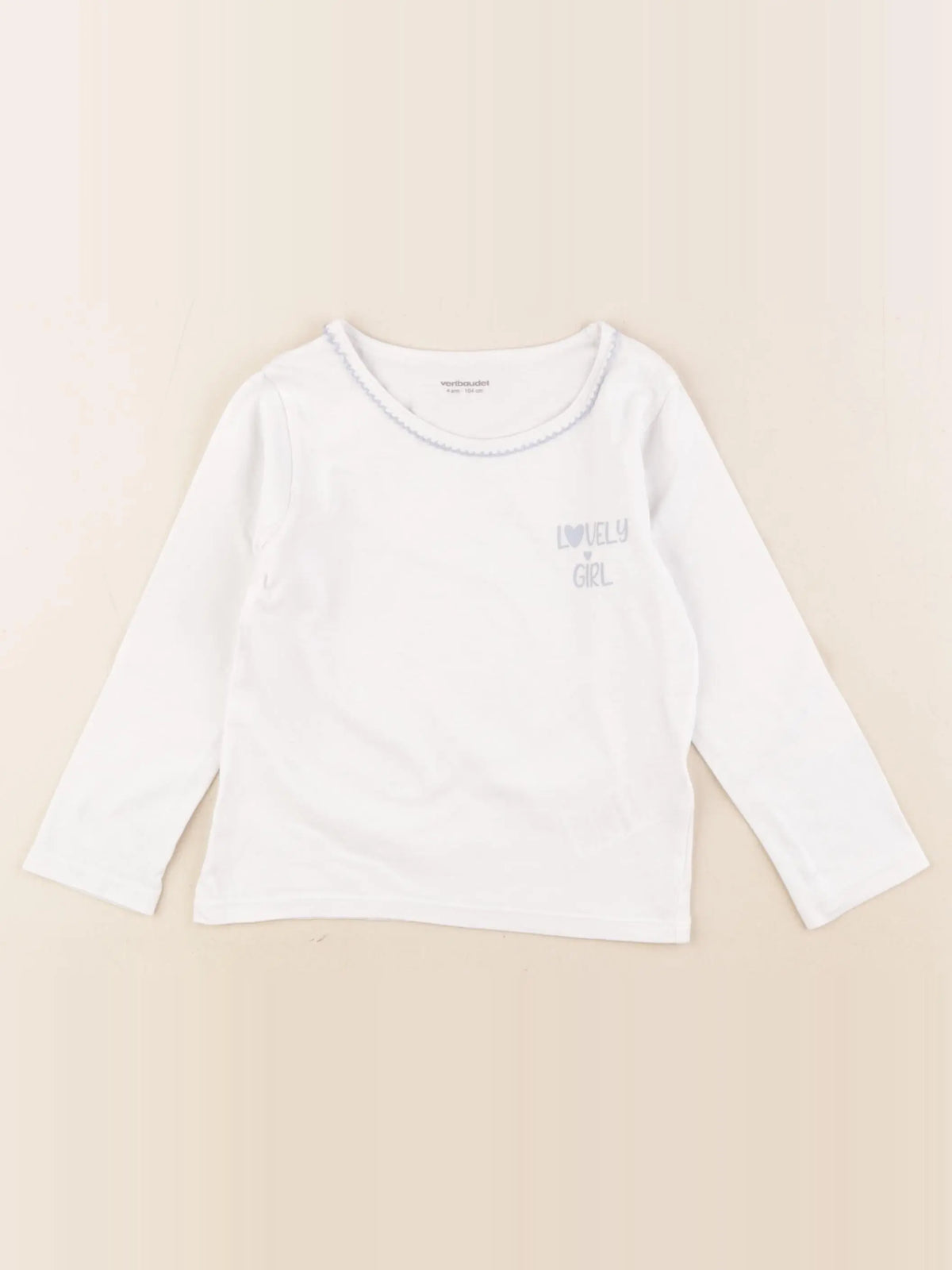 Vertbaudet - maillot de corps blanc, bleu - 4 ans