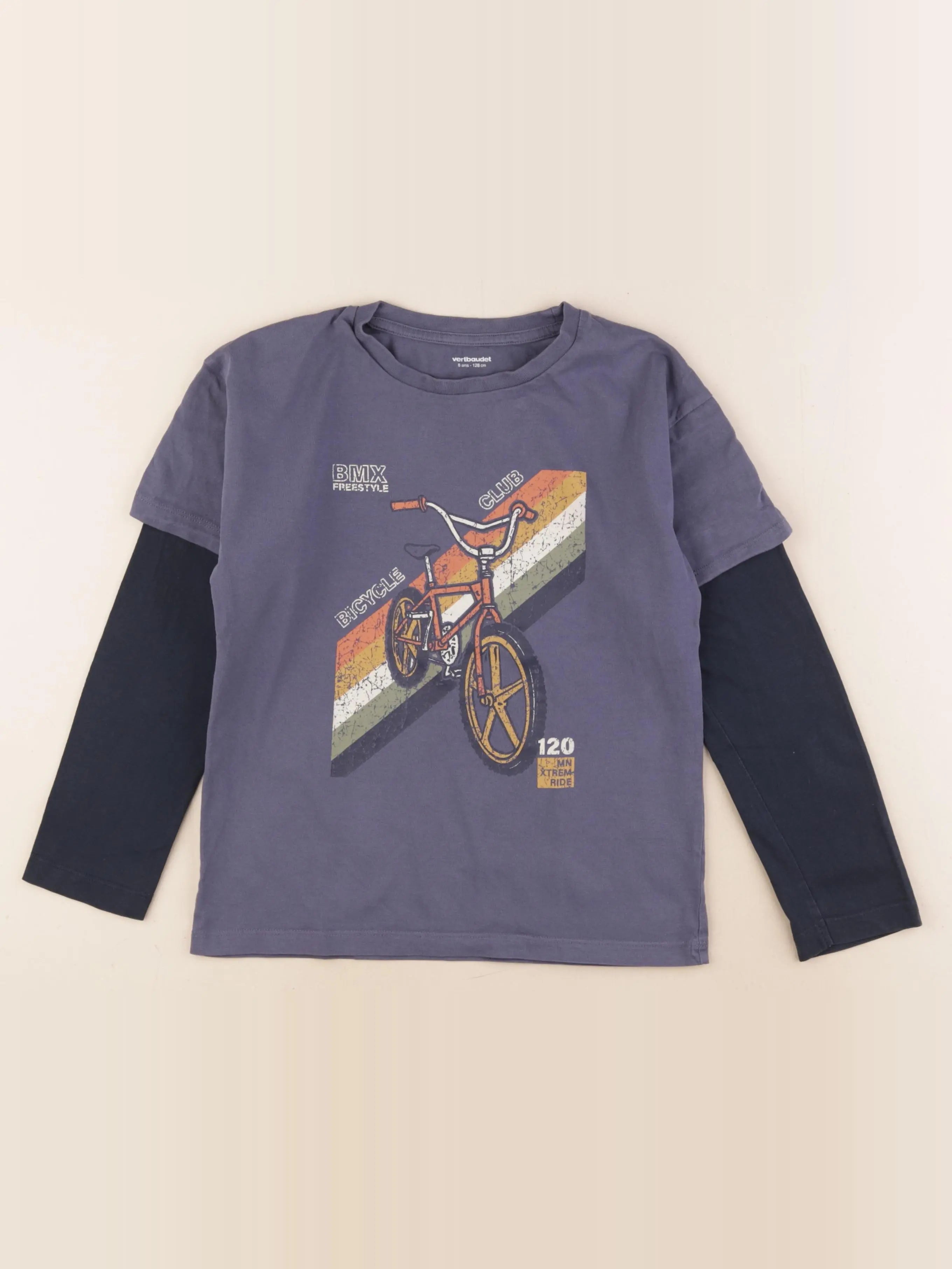Vertbaudet - tee-shirt bleu - 8 ans
