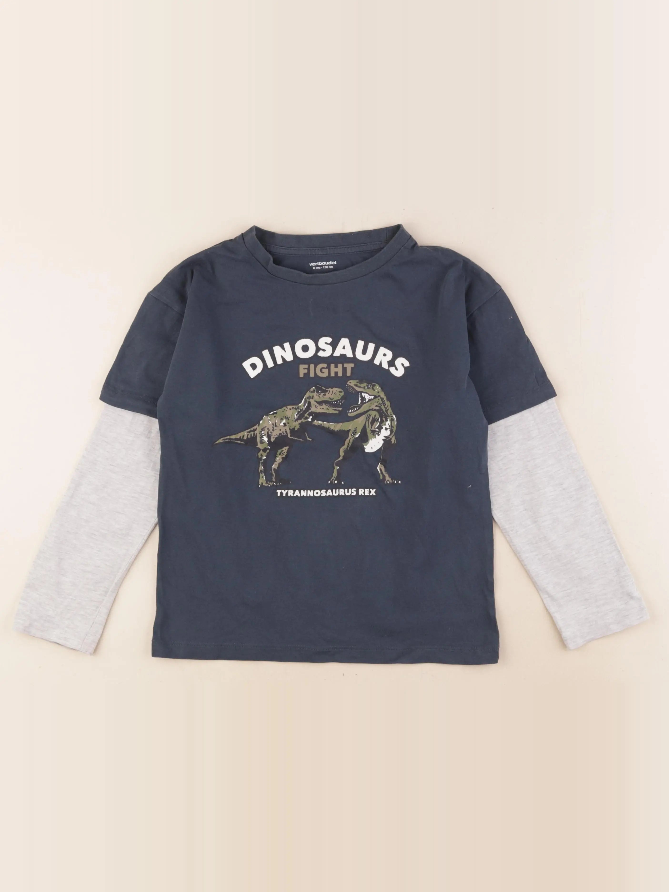 Vertbaudet - tee-shirt bleu, gris - 8 ans