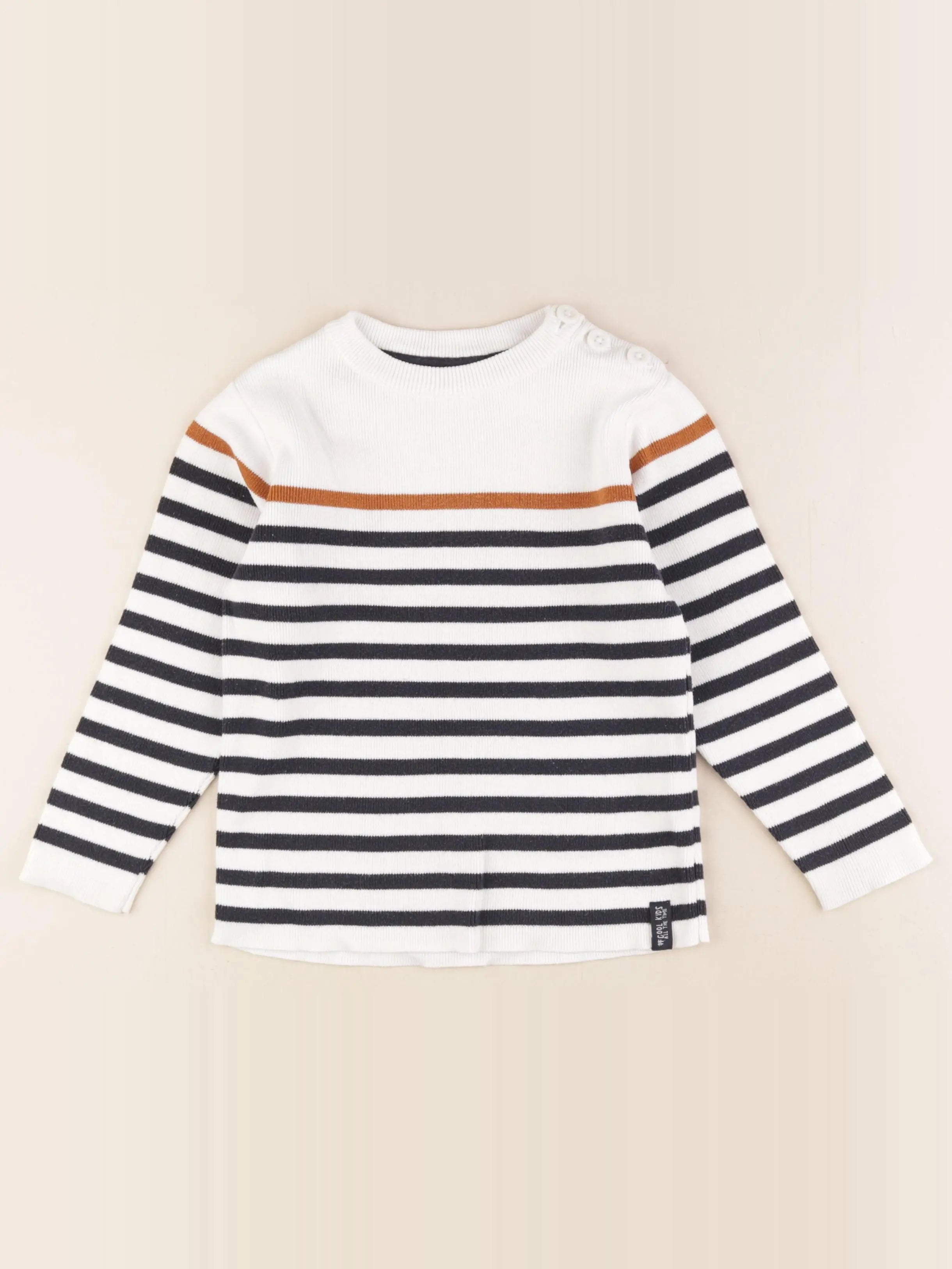 Vertbaudet - pull blanc, bleu - 5 ans
