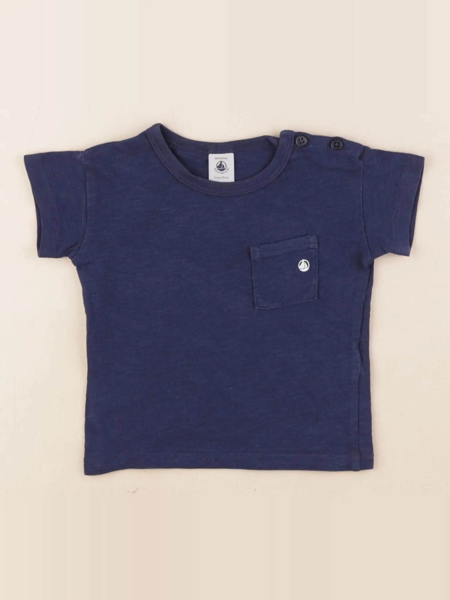 Petit Bateau - tee-shirt bleu - 6 mois
