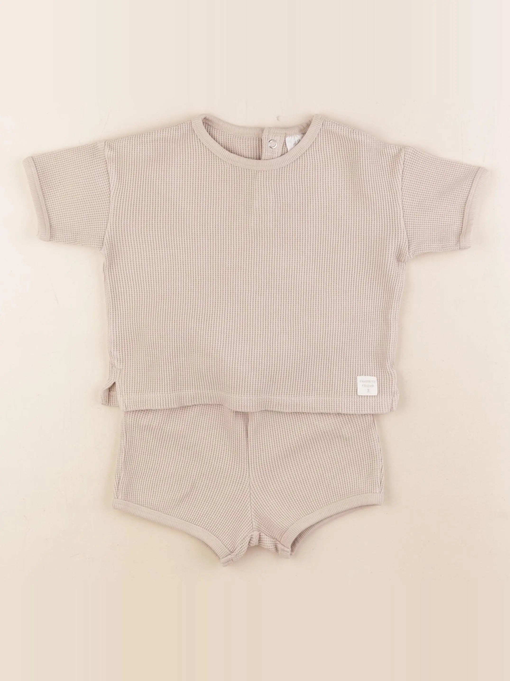 H&M - ensemble beige - 9/12 mois