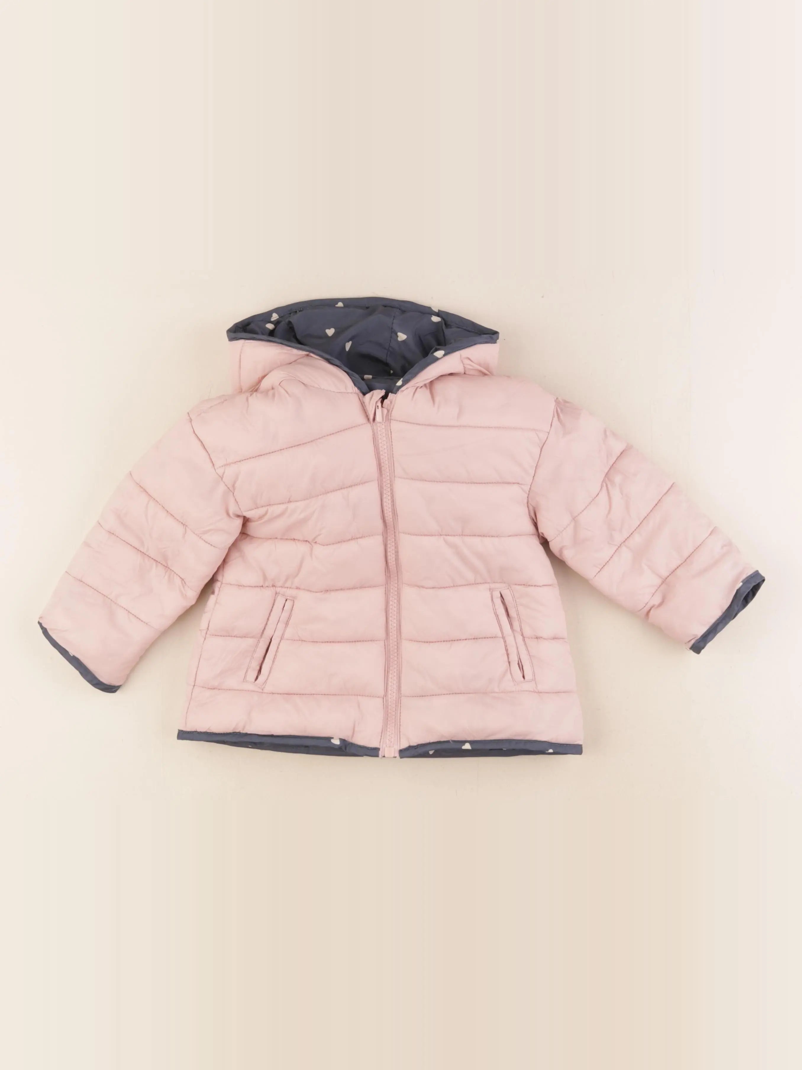 Vertbaudet - doudoune réversible rose, bleu - 2 ans