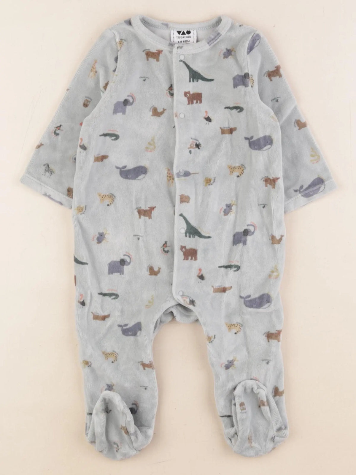 Tape à l'oeil - pyjama velours bleu - 6 mois