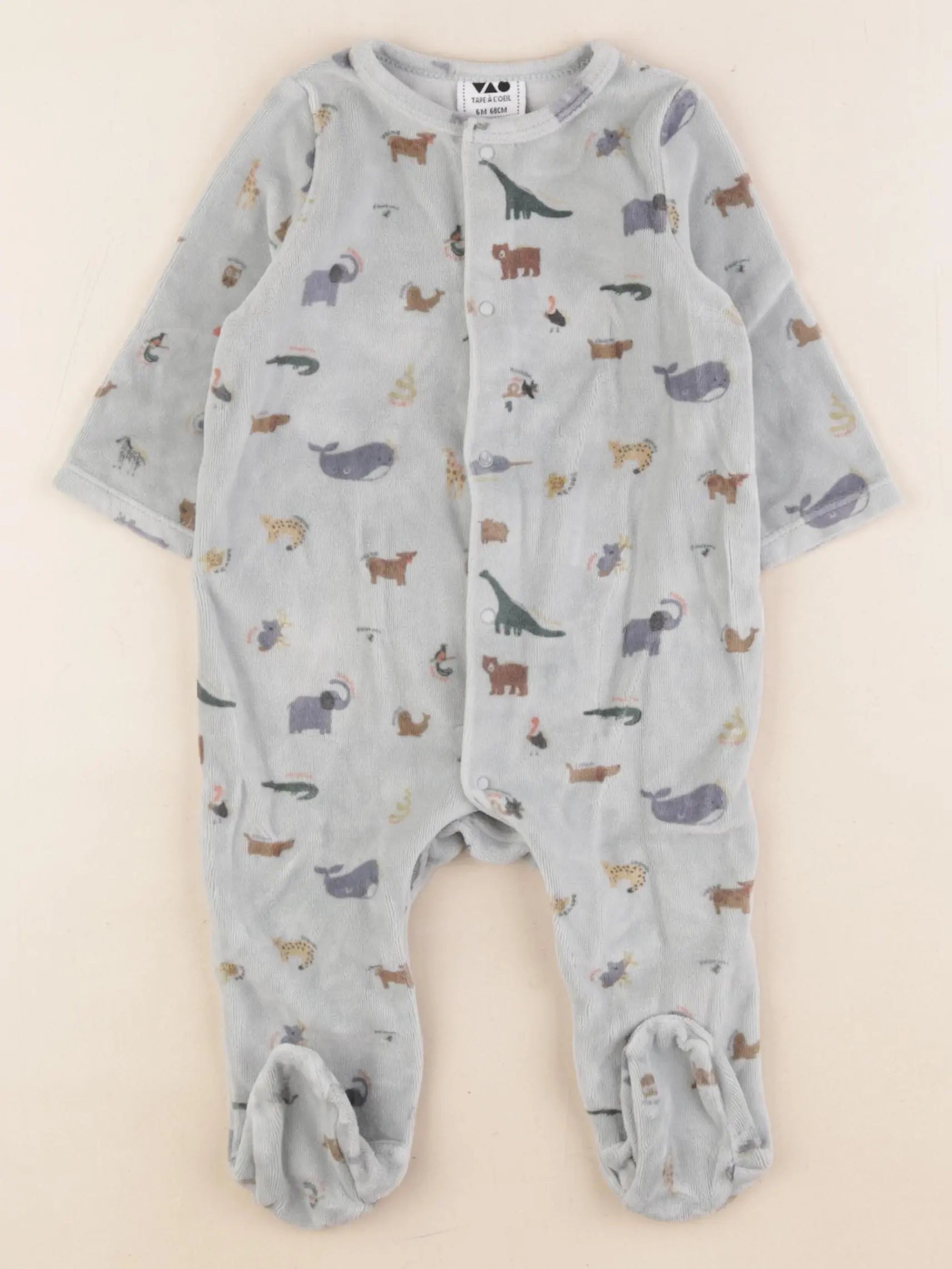 Tape à l'oeil - pyjama velours bleu - 6 mois