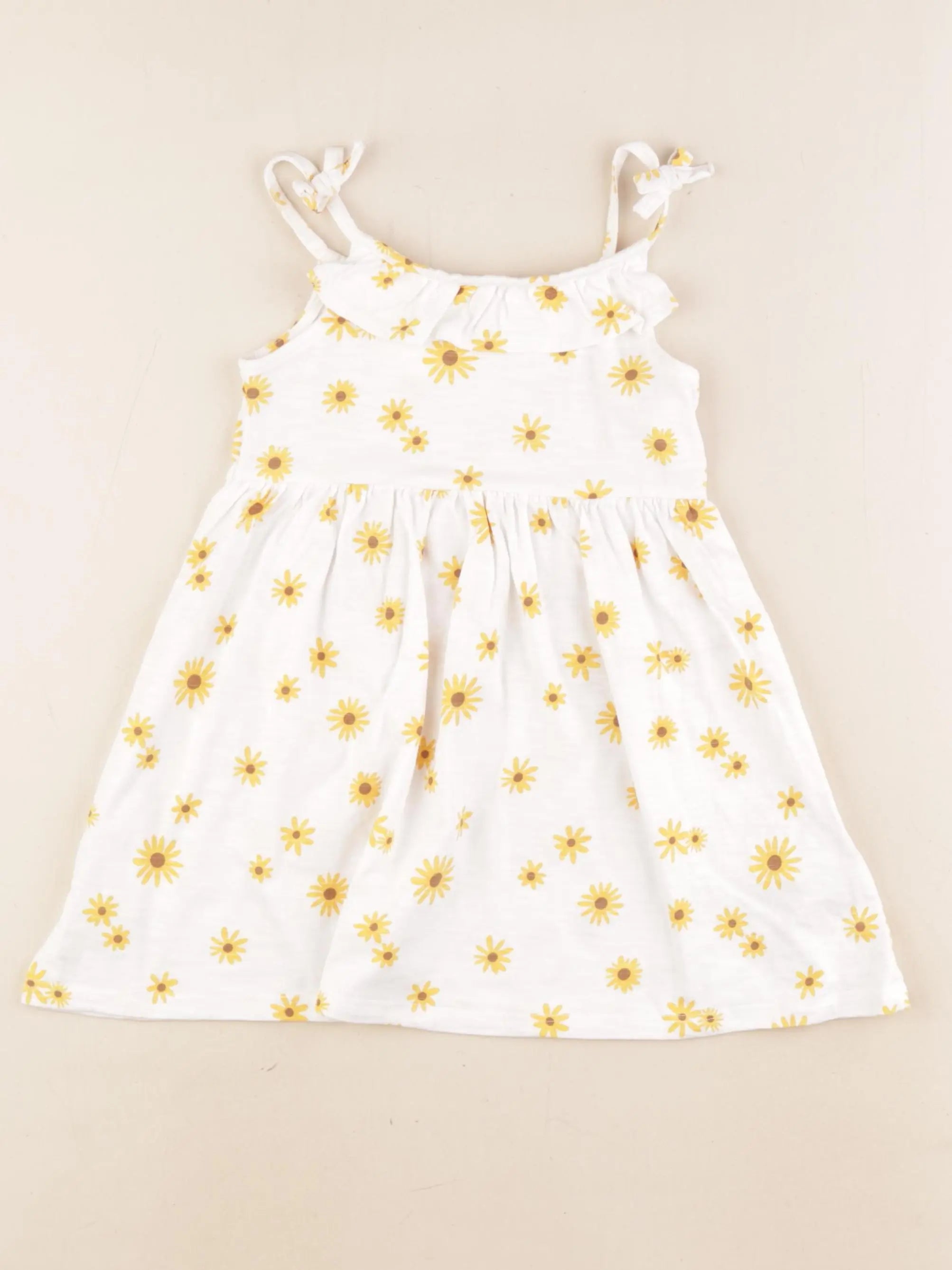 Vertbaudet - robe jaune, blanc - 3 ans