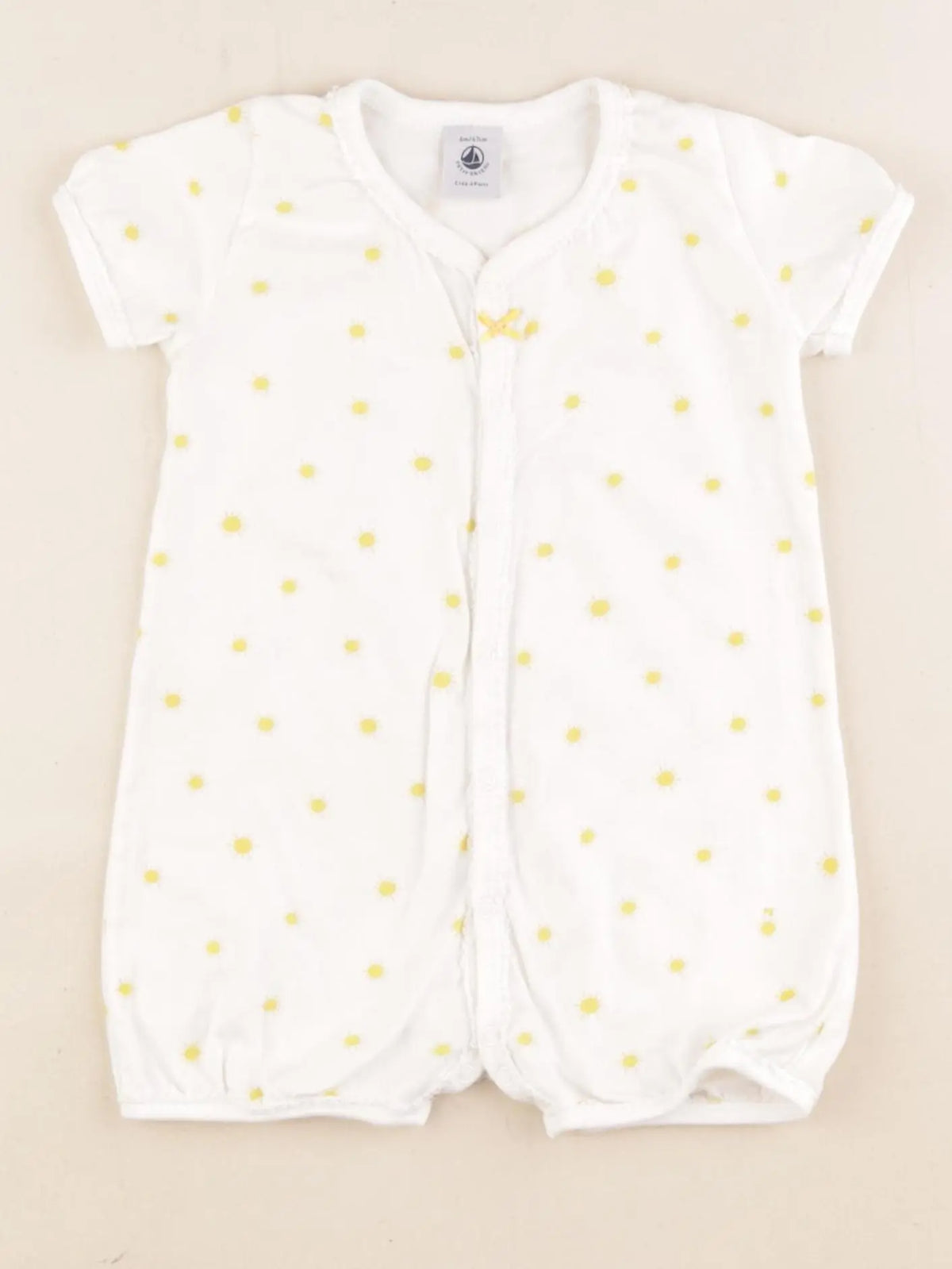 Petit Bateau - pyjama coton jaune, blanc - 6 mois