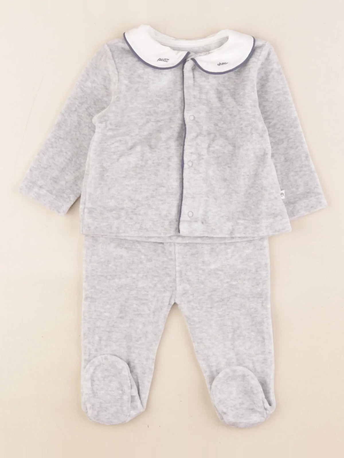 Cadet Rousselle - pyjama velours gris - 3 mois