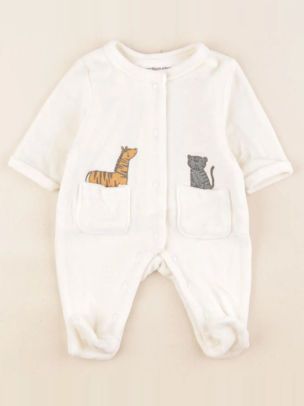Vertbaudet - pyjama velours beige - 0 mois