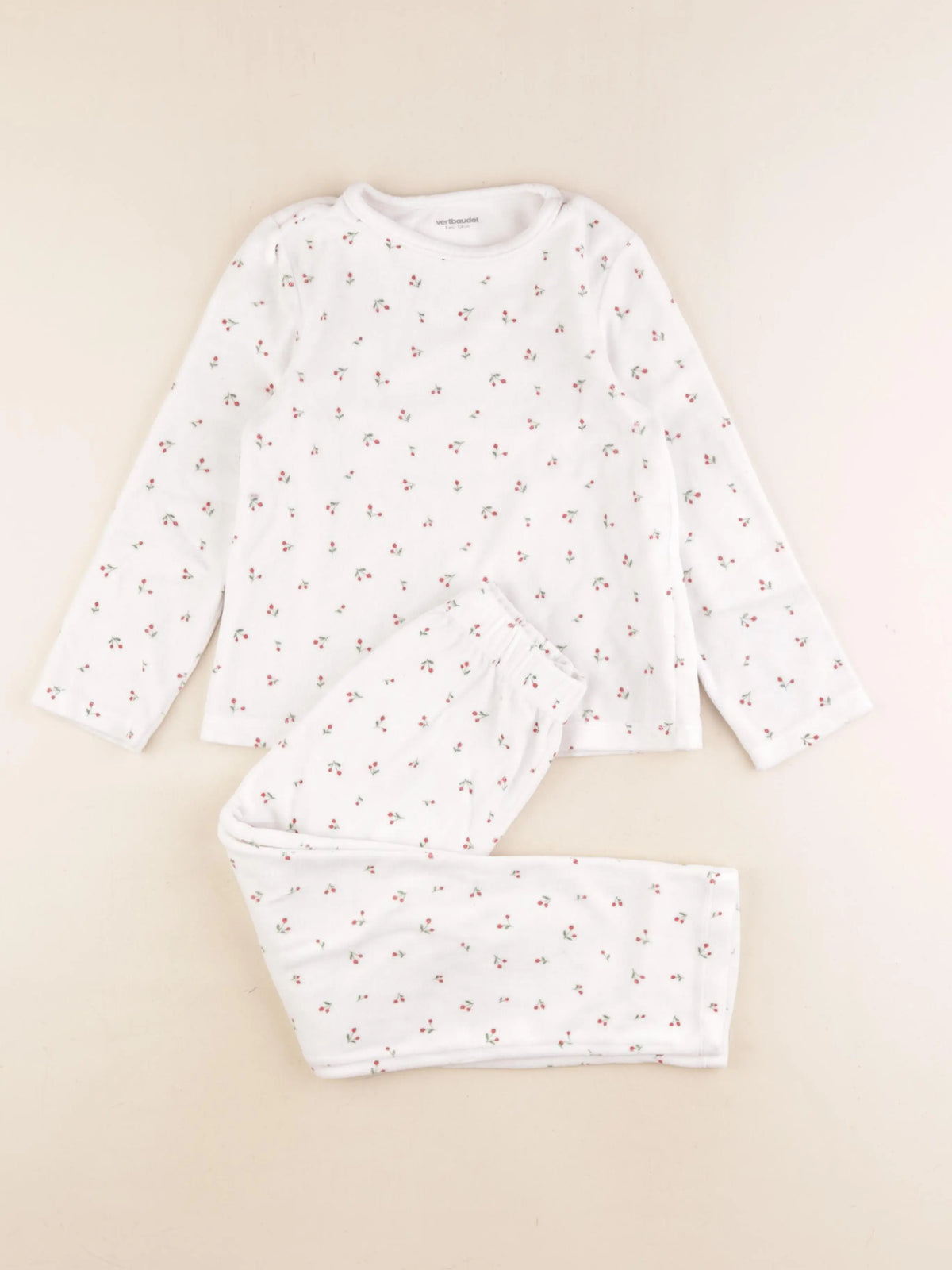 Vertbaudet - pyjama velours blanc - 8 ans