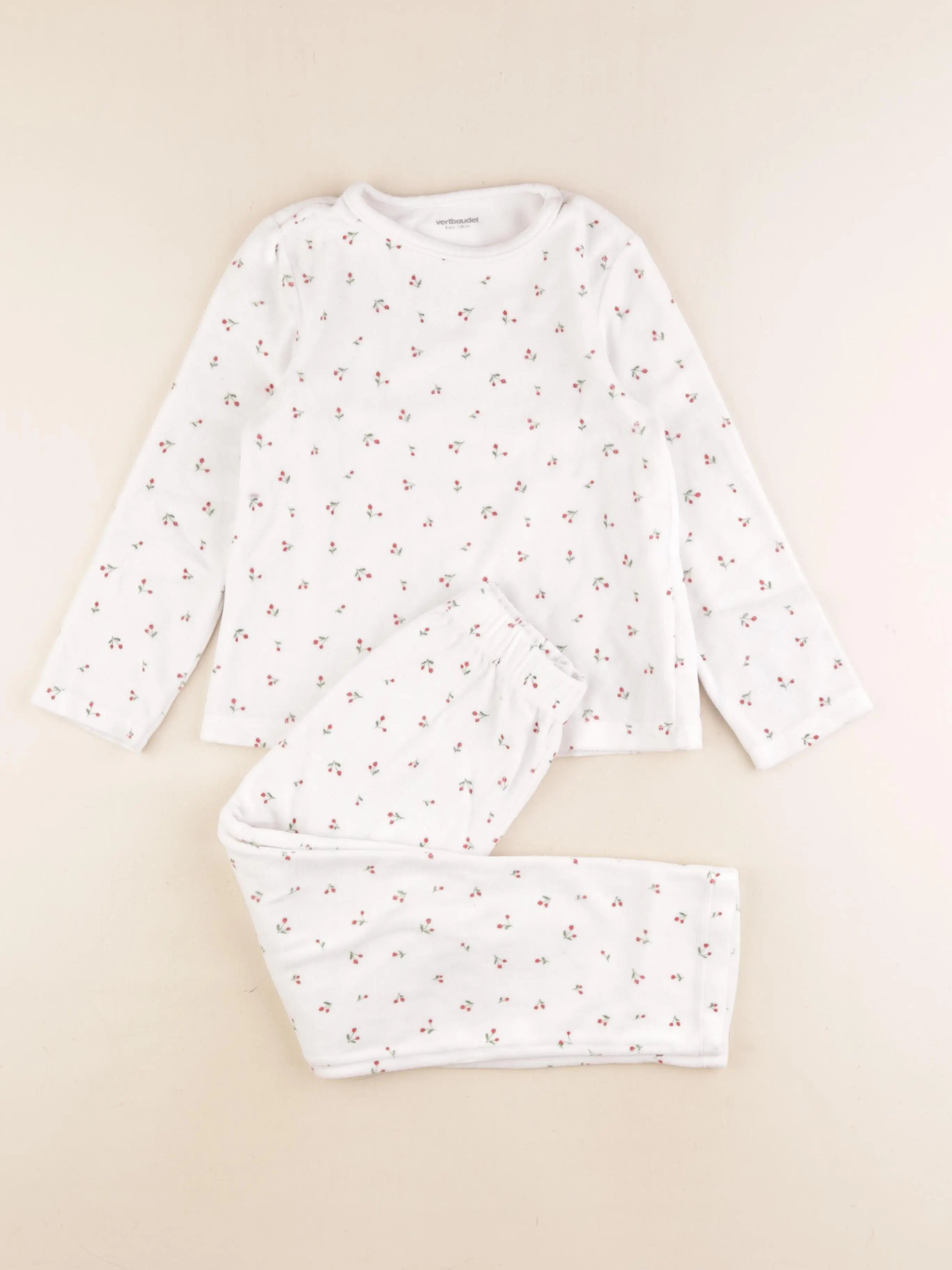 Vertbaudet - pyjama velours blanc - 8 ans