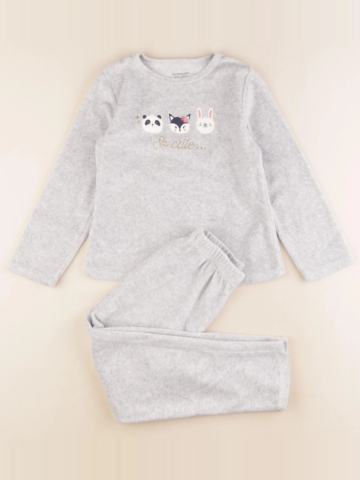 Vertbaudet - pyjama velours gris - 8 ans