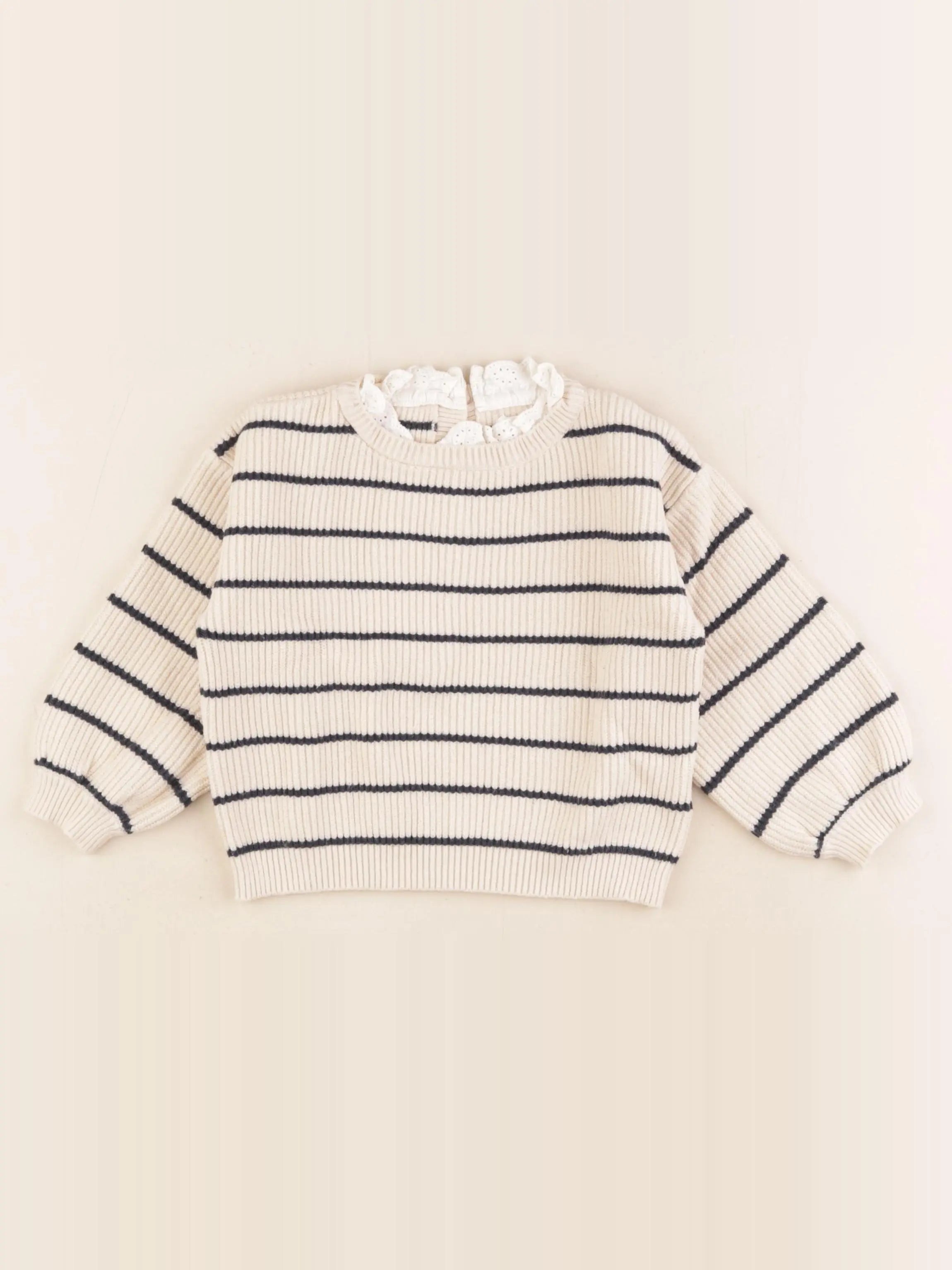 Vertbaudet - pull beige, bleu - 24 mois