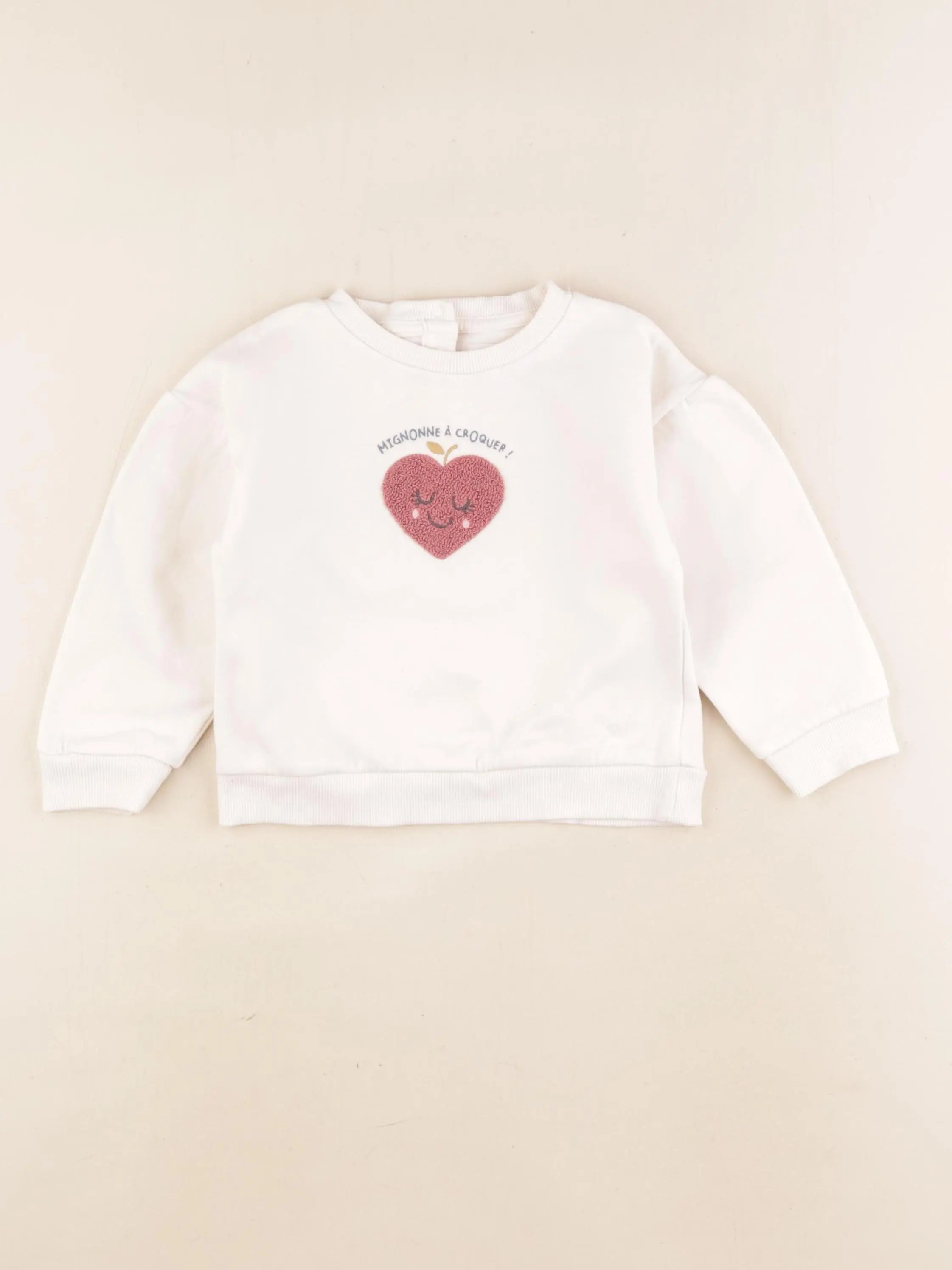Vertbaudet - sweat beige - 24 mois