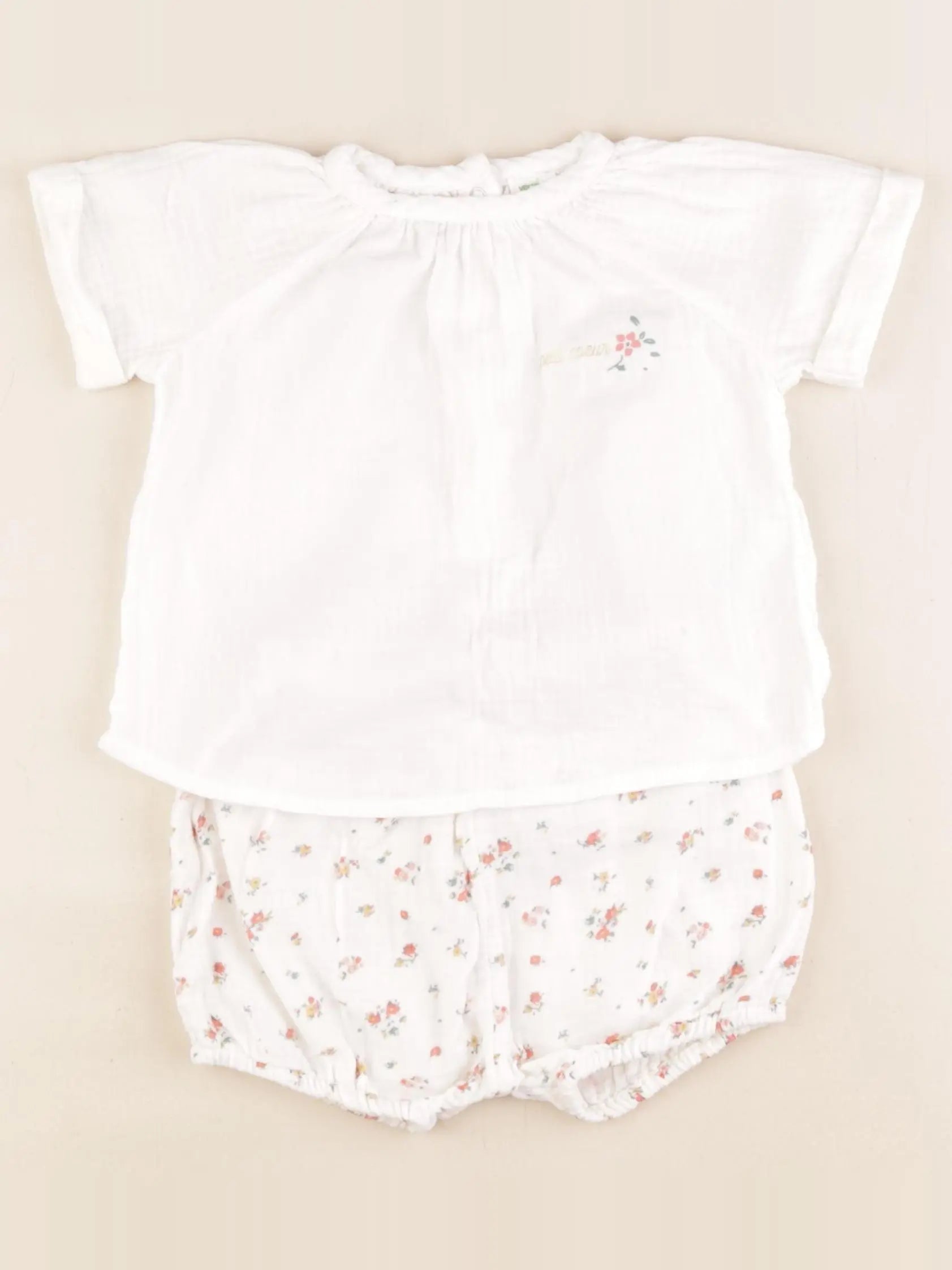 Vertbaudet - ensemble blanc, or - 18 mois
