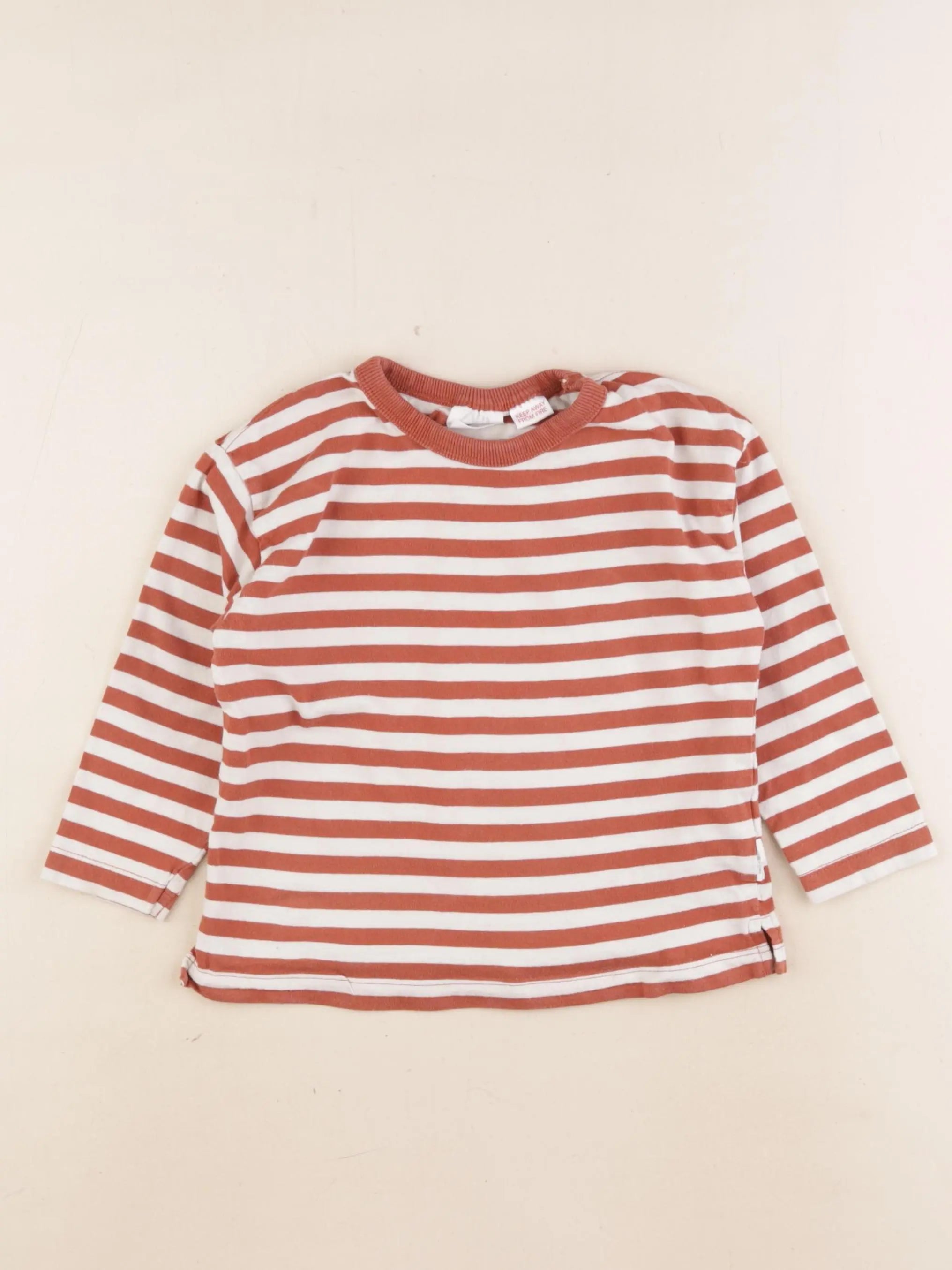 Zara - tee-shirt blanc, marron - 2/3 ans
