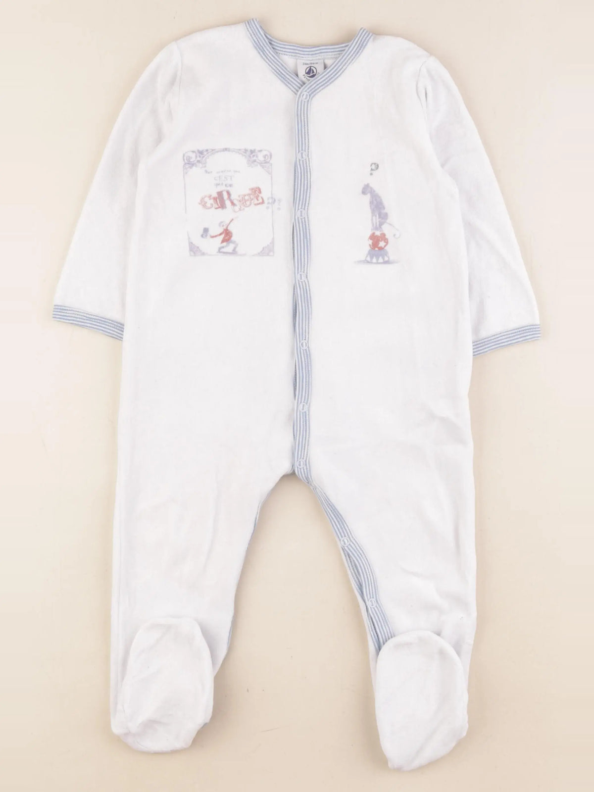 Petit Bateau - pyjama velours blanc - 24 mois