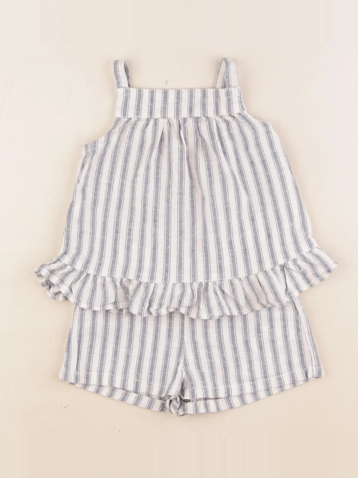 Vertbaudet - ensemble bleu, blanc - 2 ans