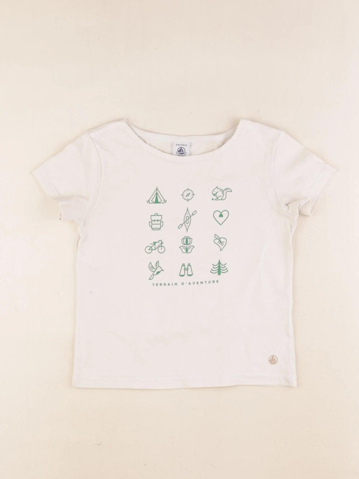 Petit Bateau - tee-shirt beige, vert - 6 ans
