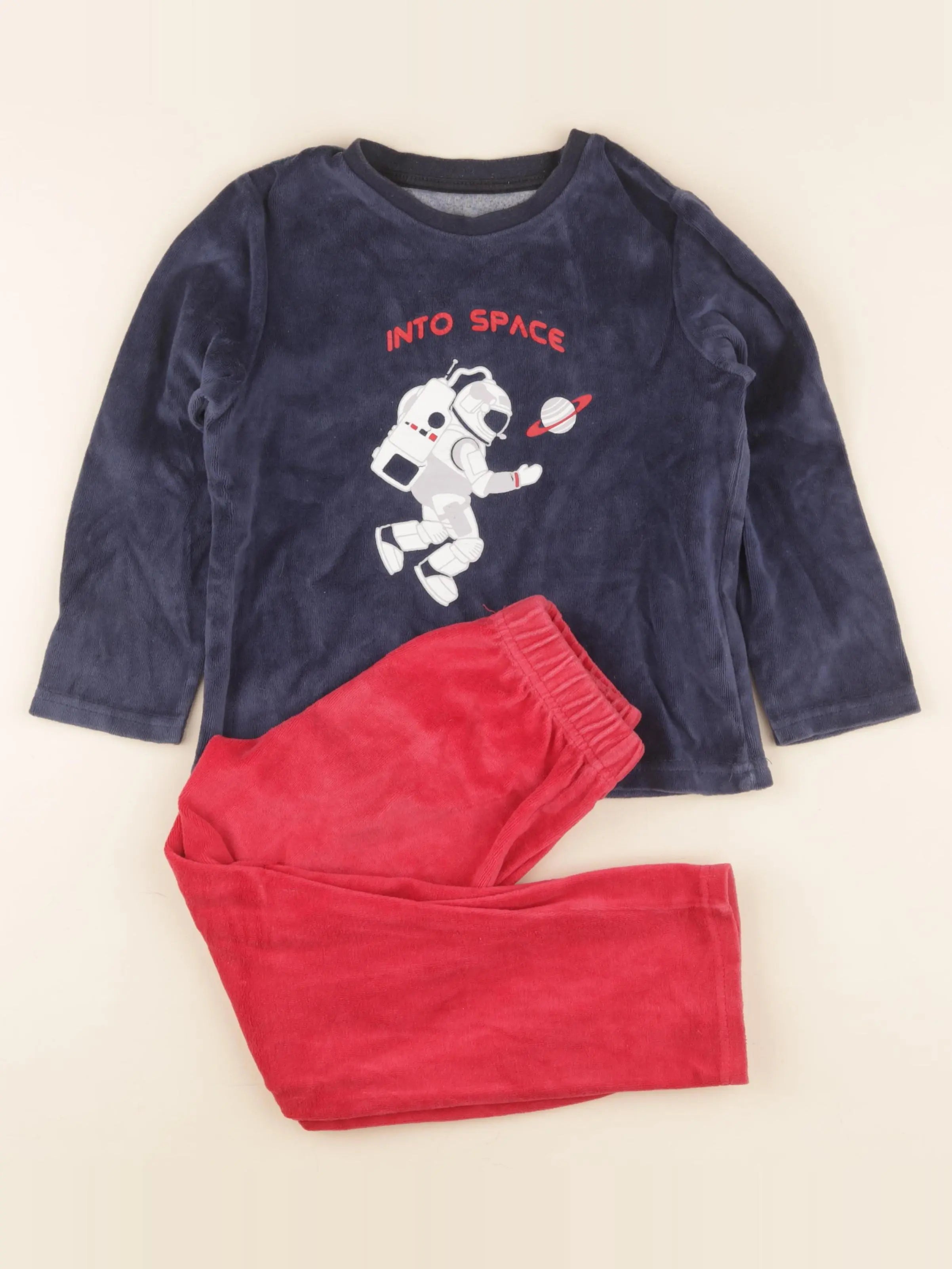 Vertbaudet - pyjama velours bleu, rouge - 6 ans