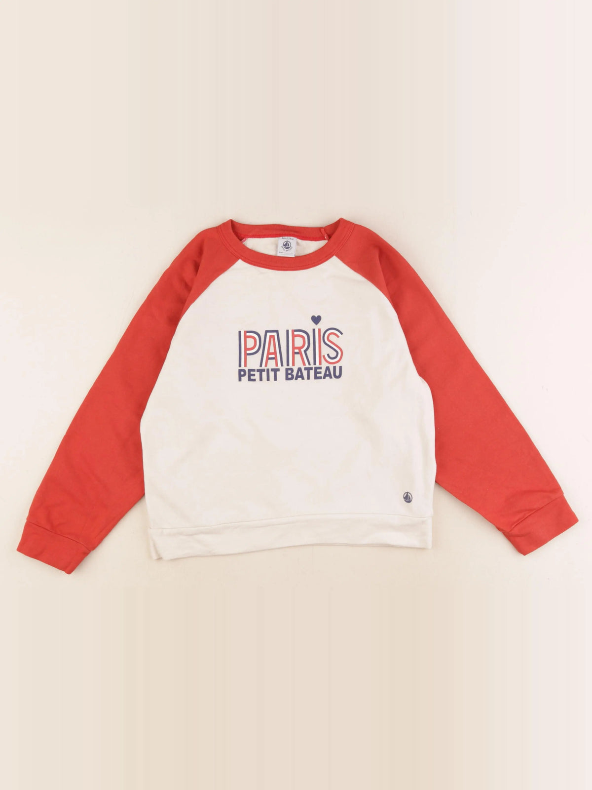 Petit Bateau - tee-shirt beige, rouge - 8 ans