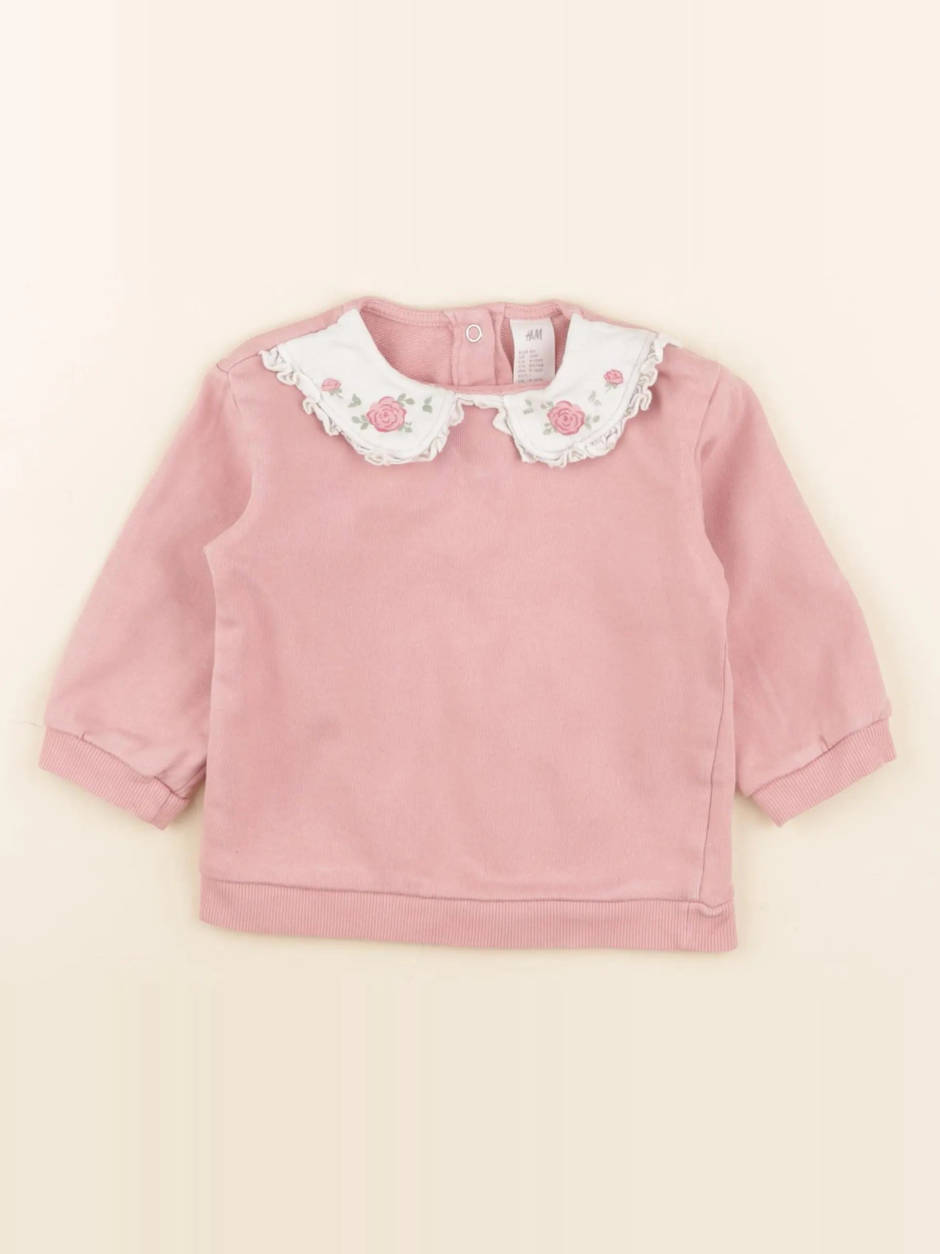 H&M - sweat rose - 9/12 mois
