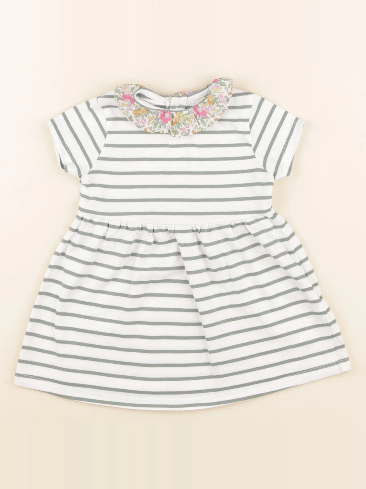 Cyrillus - robe blanc, vert - 9 mois