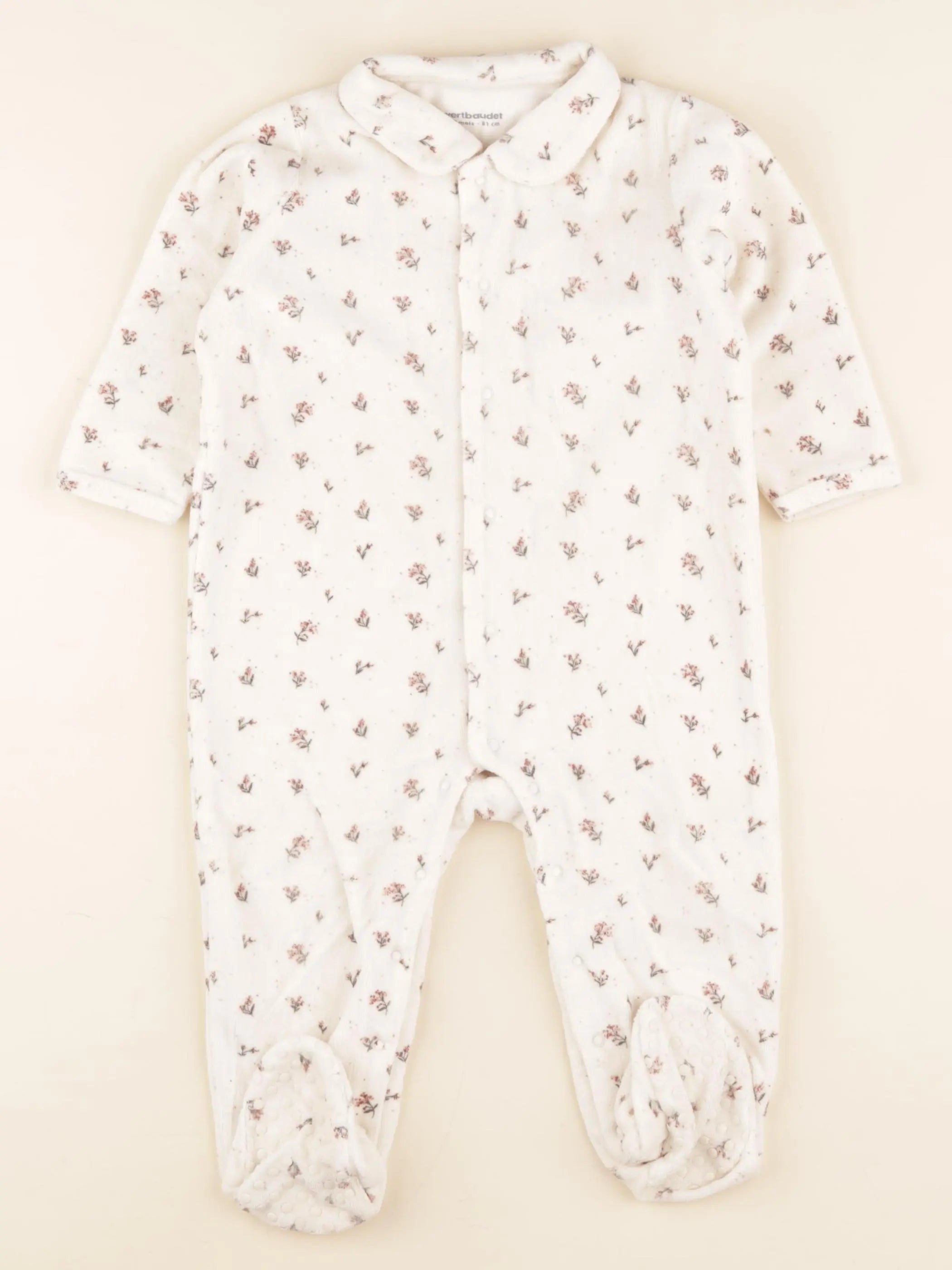 Vertbaudet - pyjama velours beige - 18 mois