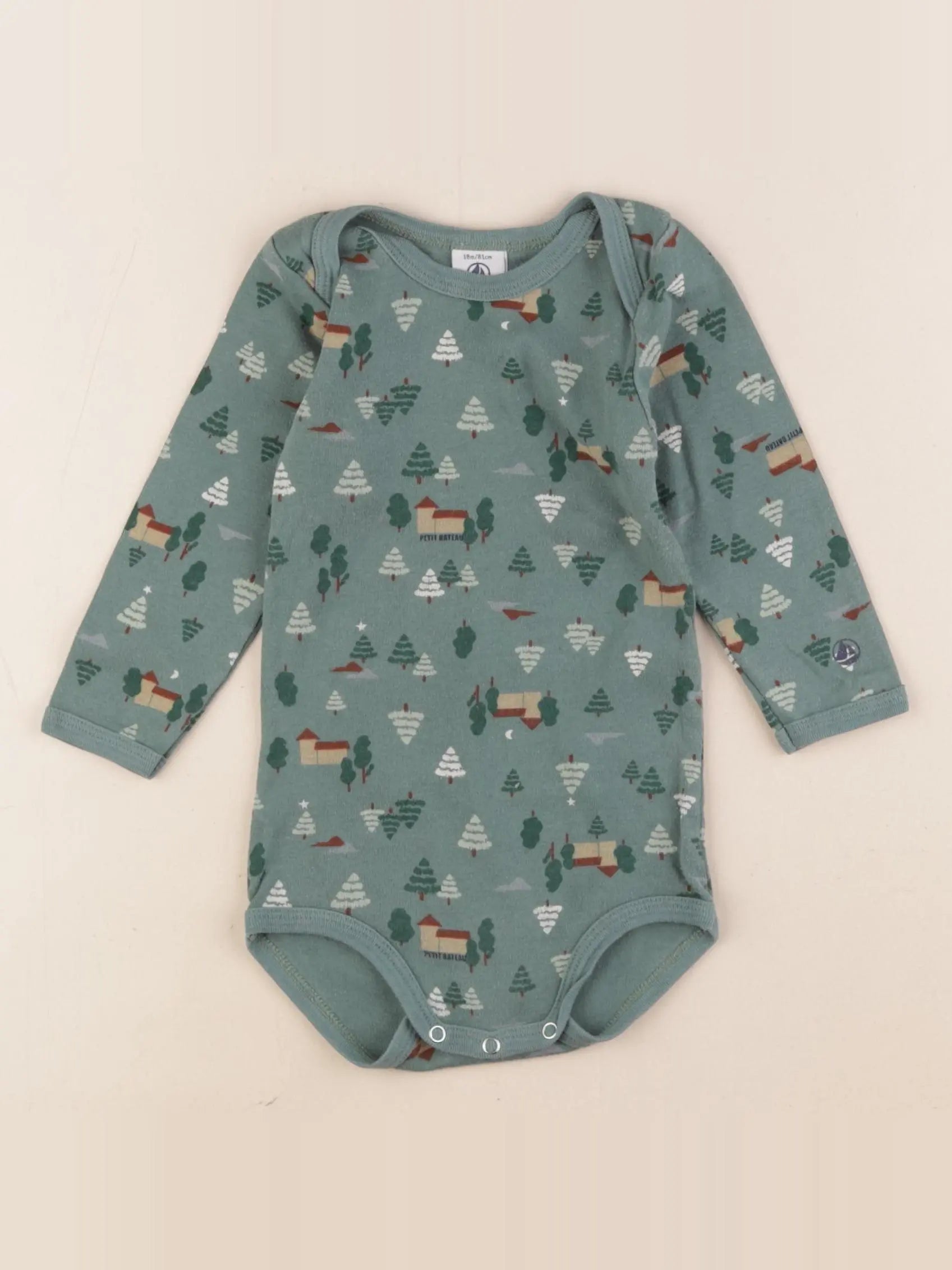 Petit Bateau - body vert - 18 mois