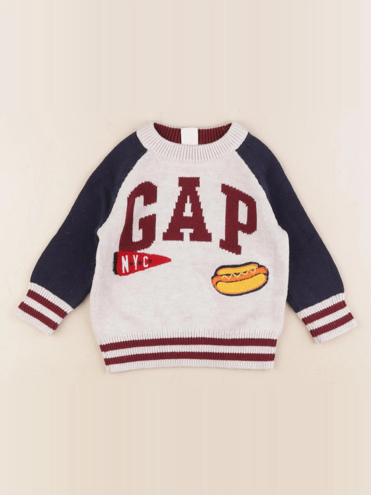 GAP - pull bleu, beige - 6/12 mois
