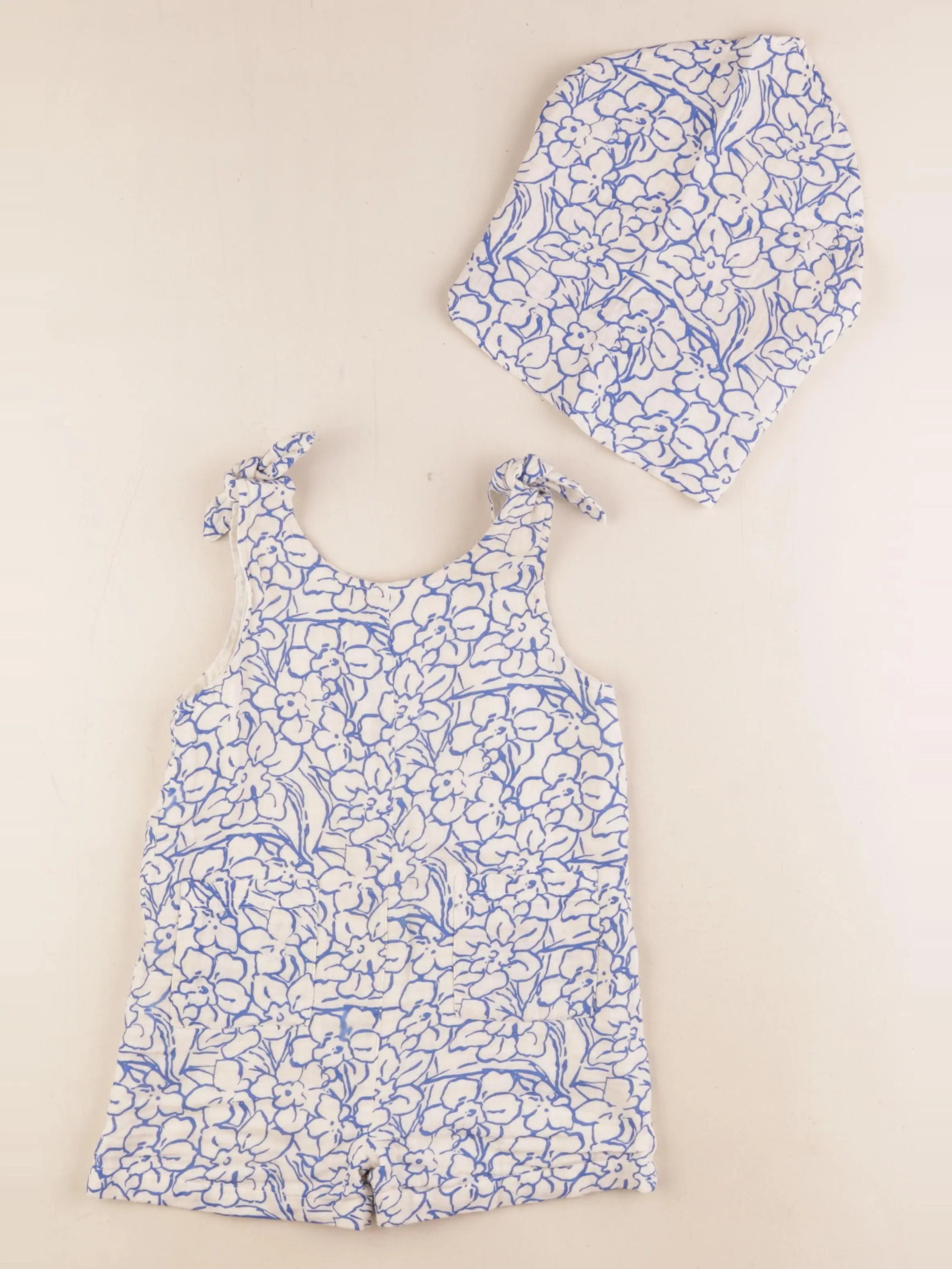 Boutchou - ensemble beige, bleu - 2 ans