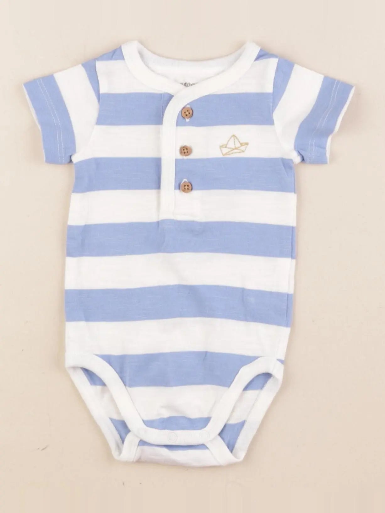 Boutchou - body blanc, bleu - 3 mois