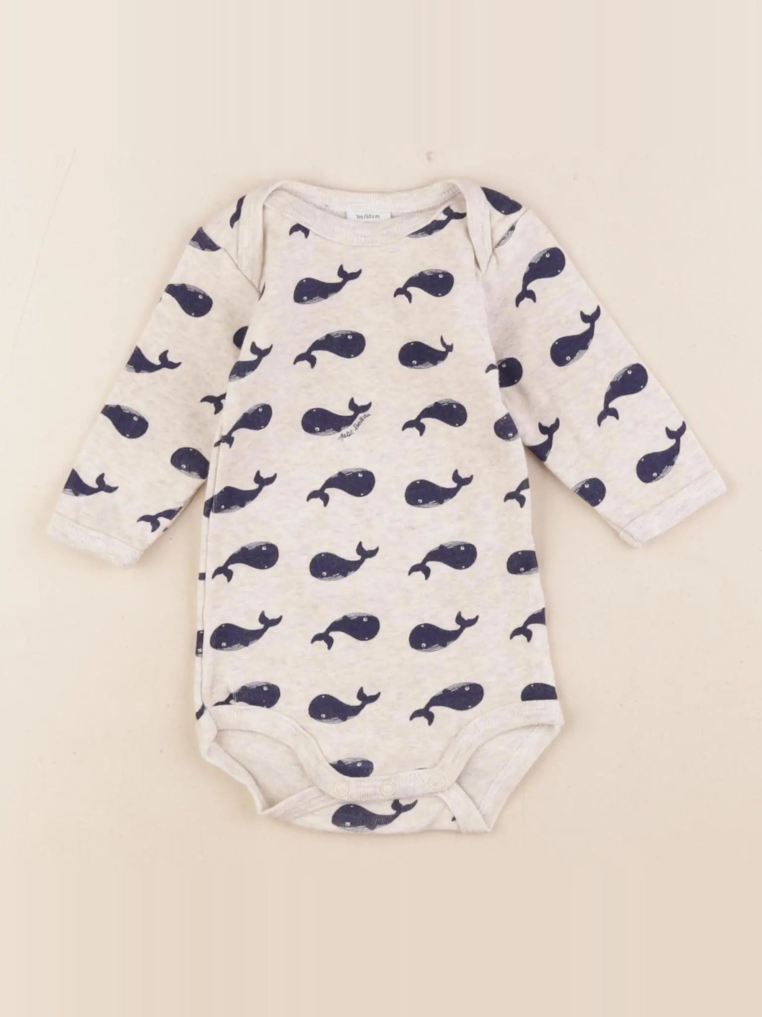 Petit Bateau - body bleu, marron - 3 mois