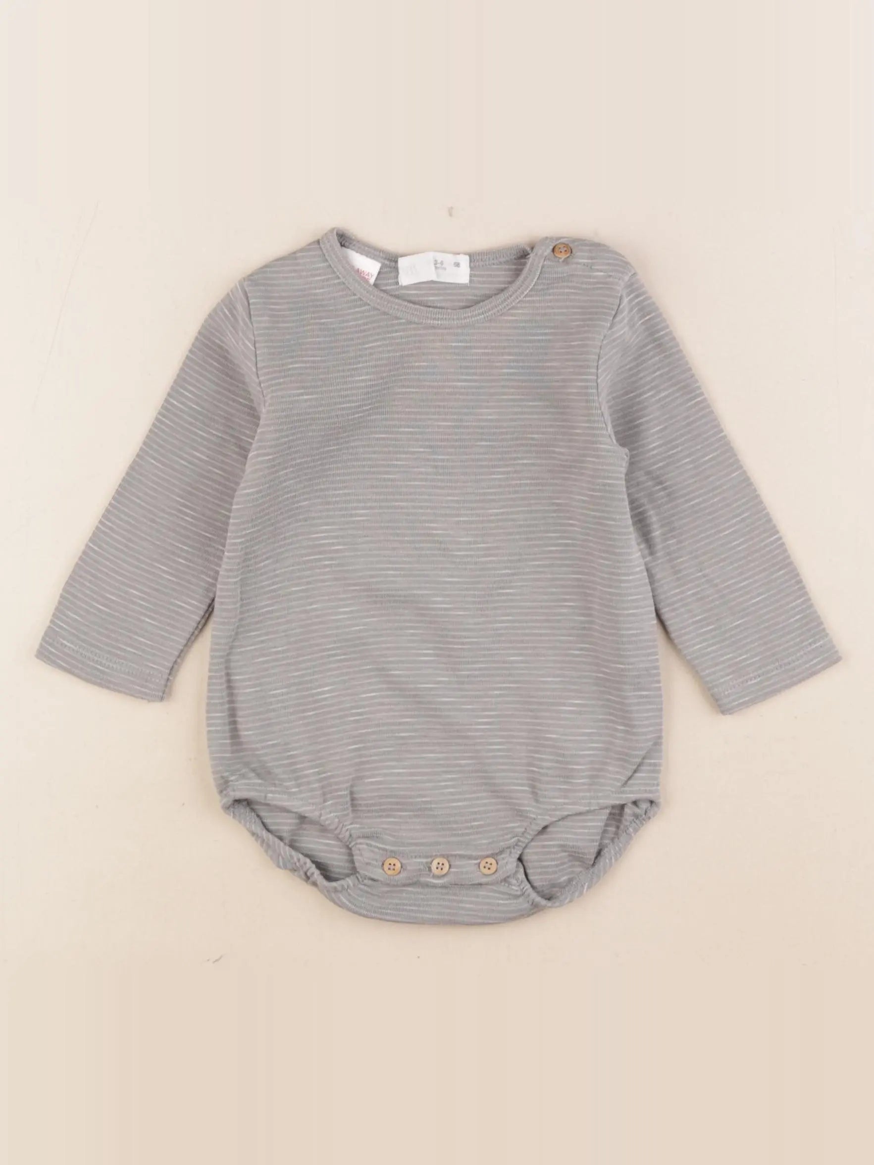 Zara - body gris - 3/6 mois