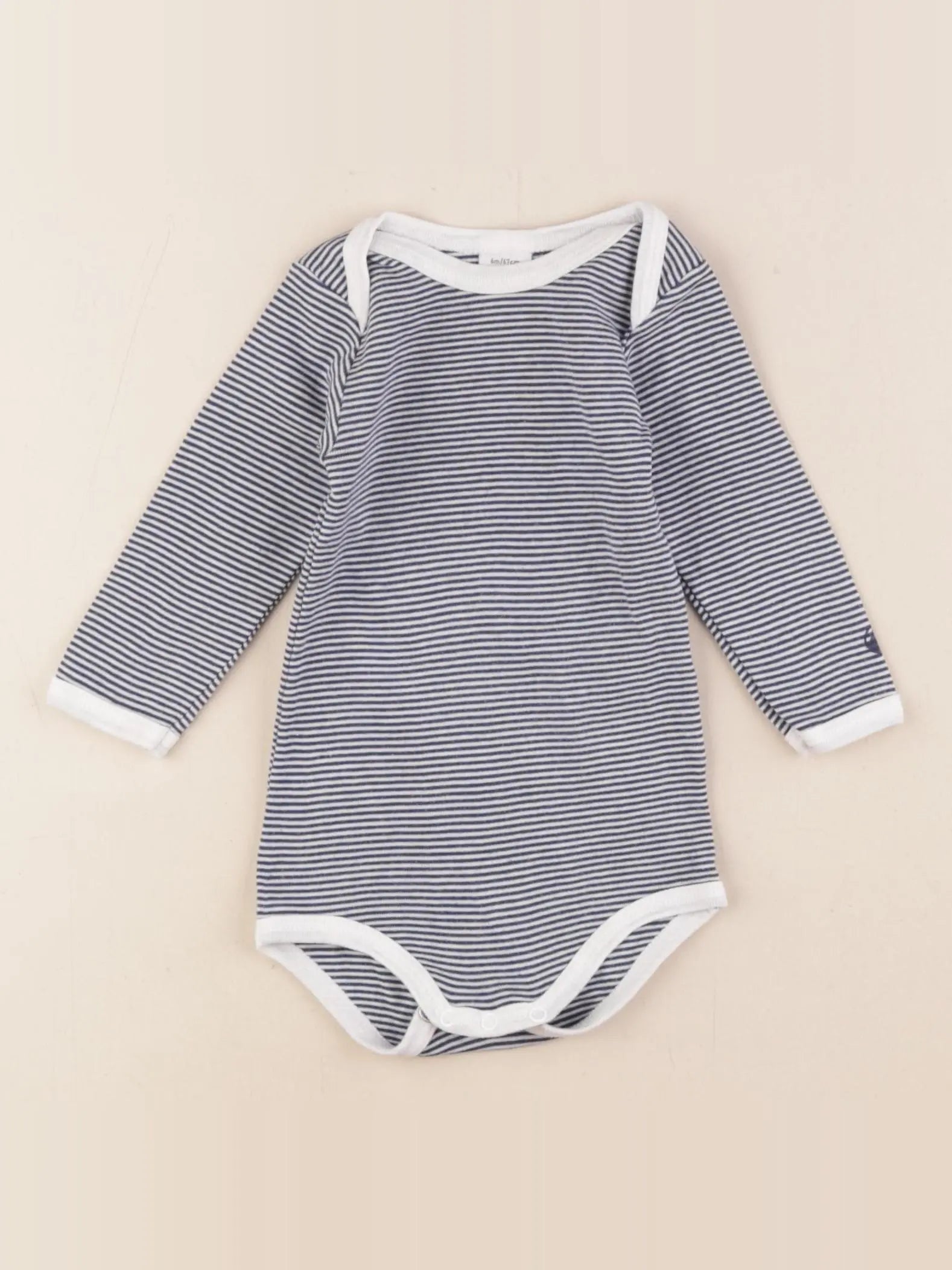 Petit Bateau - body bleu, blanc - 6 mois