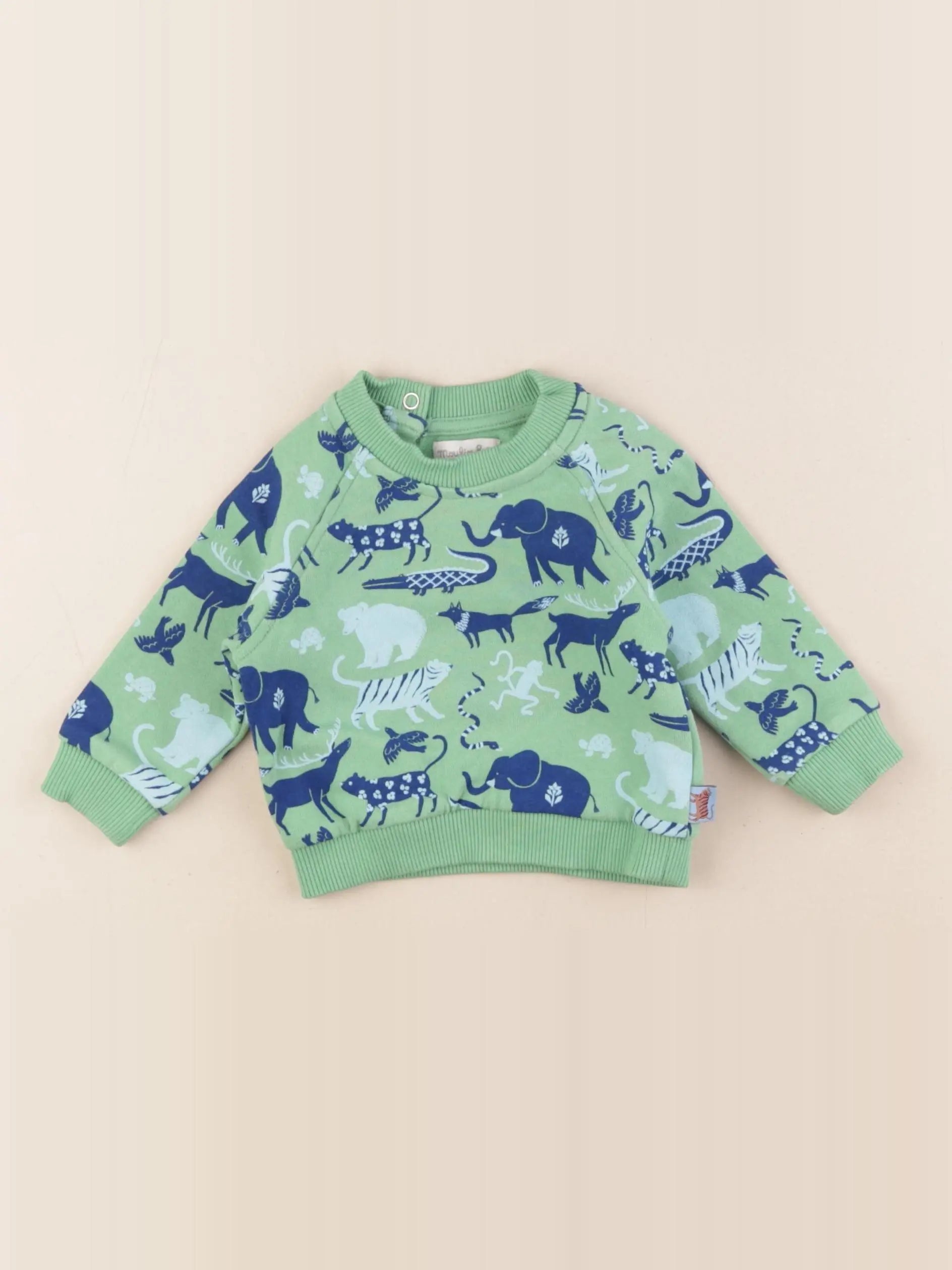 Moulin Roty - sweat bleu, vert - 6 mois