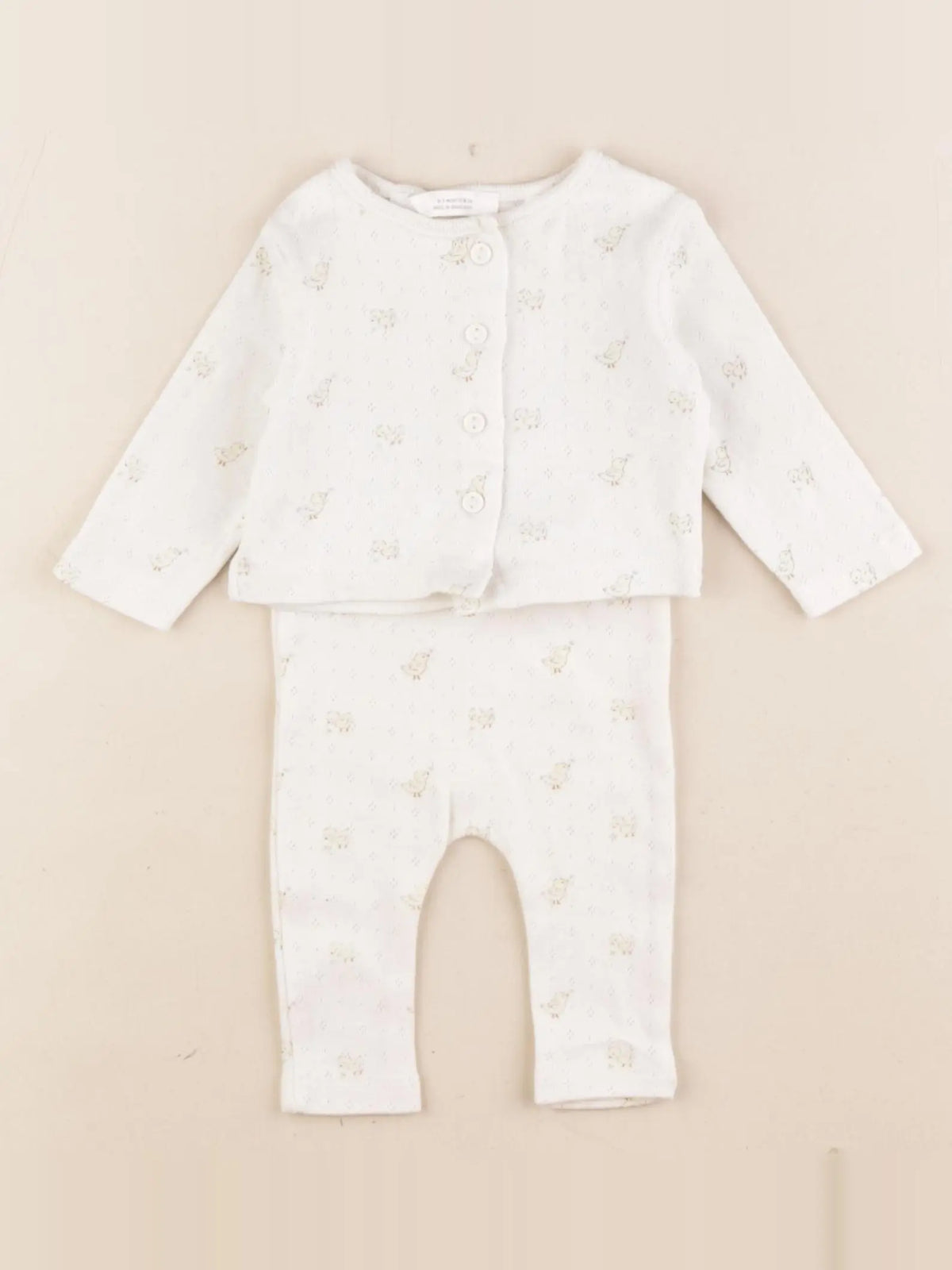 Zara - pyjama coton beige - 0/1 mois
