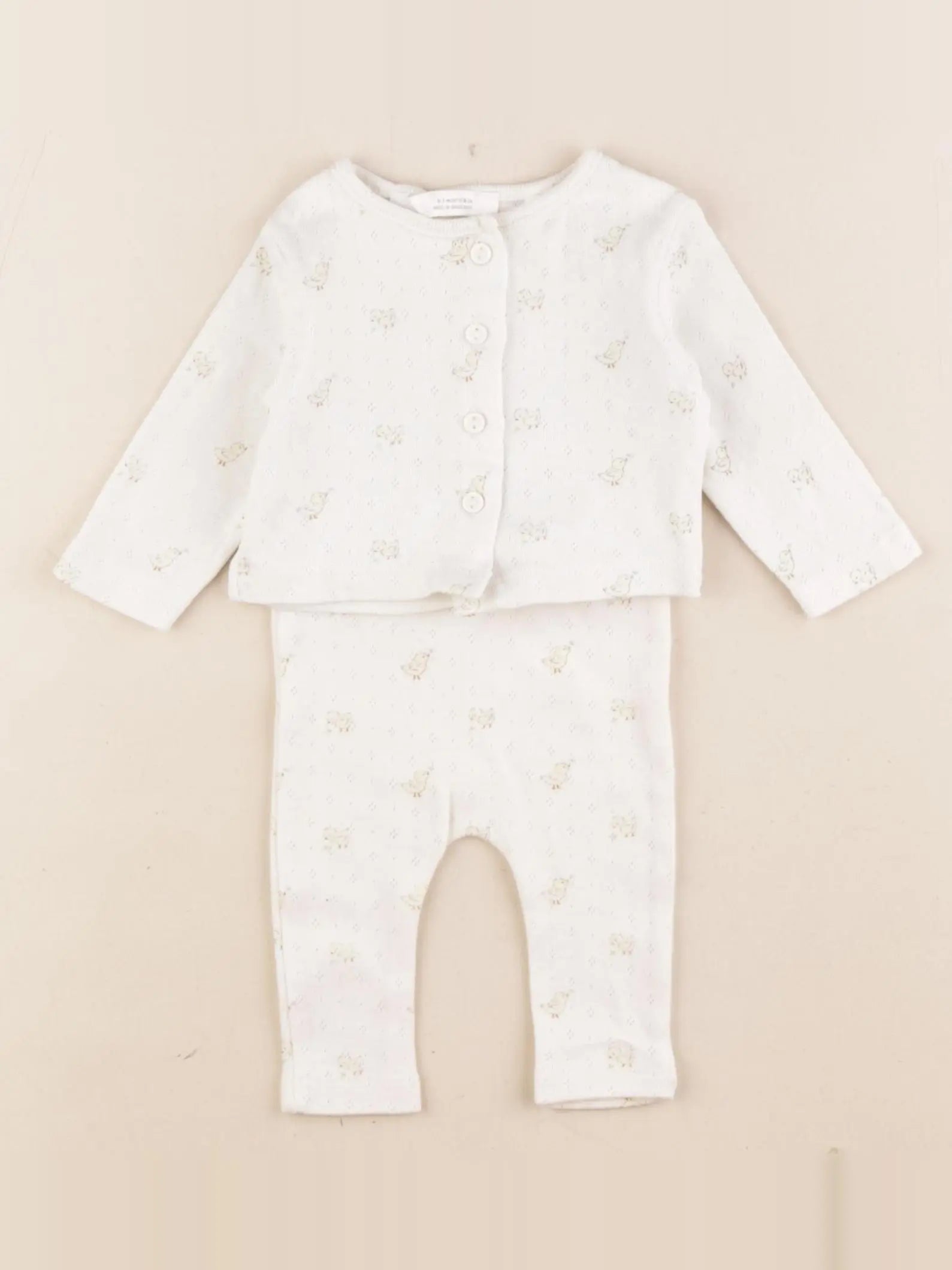Zara - pyjama coton beige - 0/1 mois