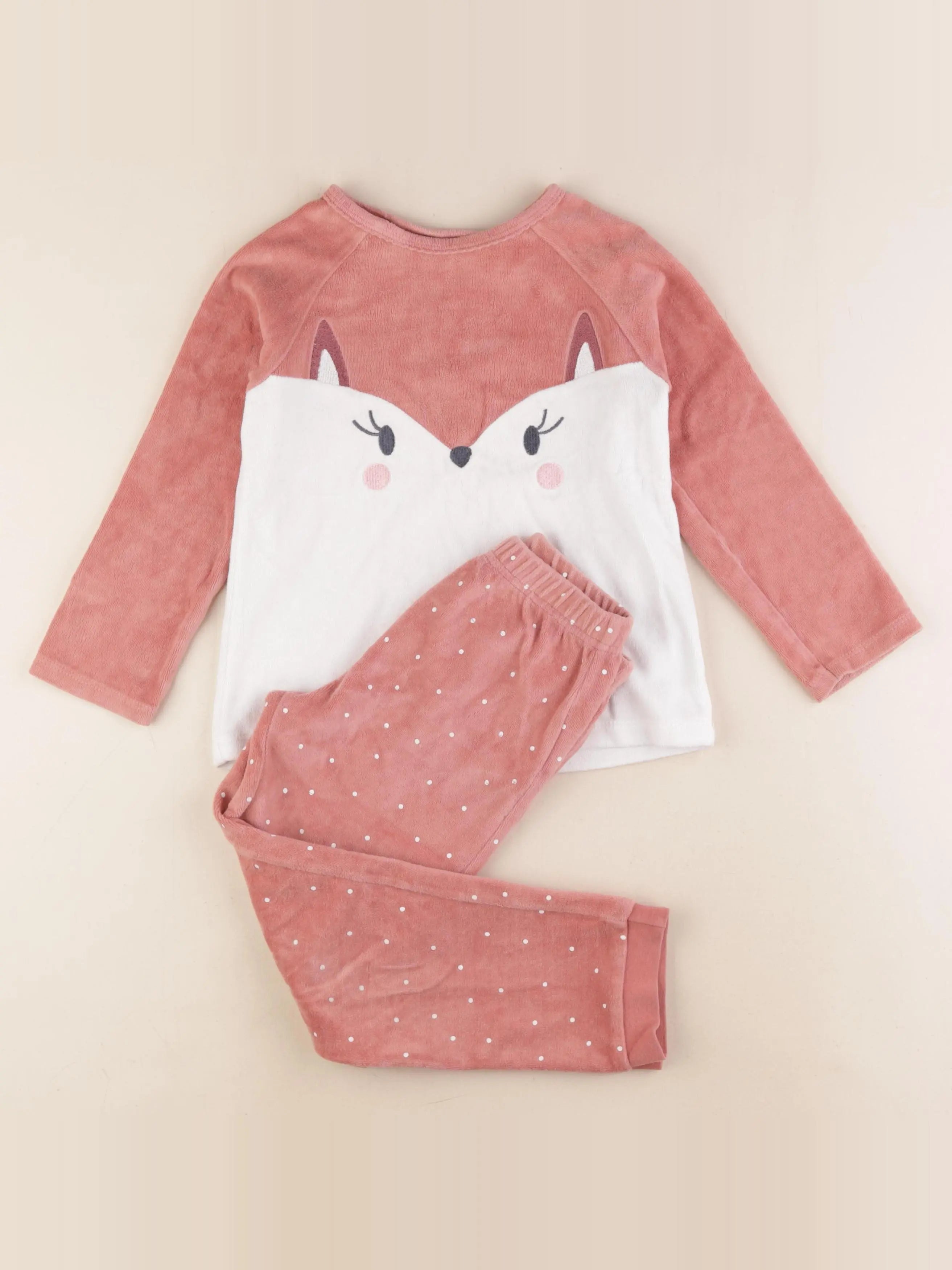 Vertbaudet - pyjama velours rose - 6 ans