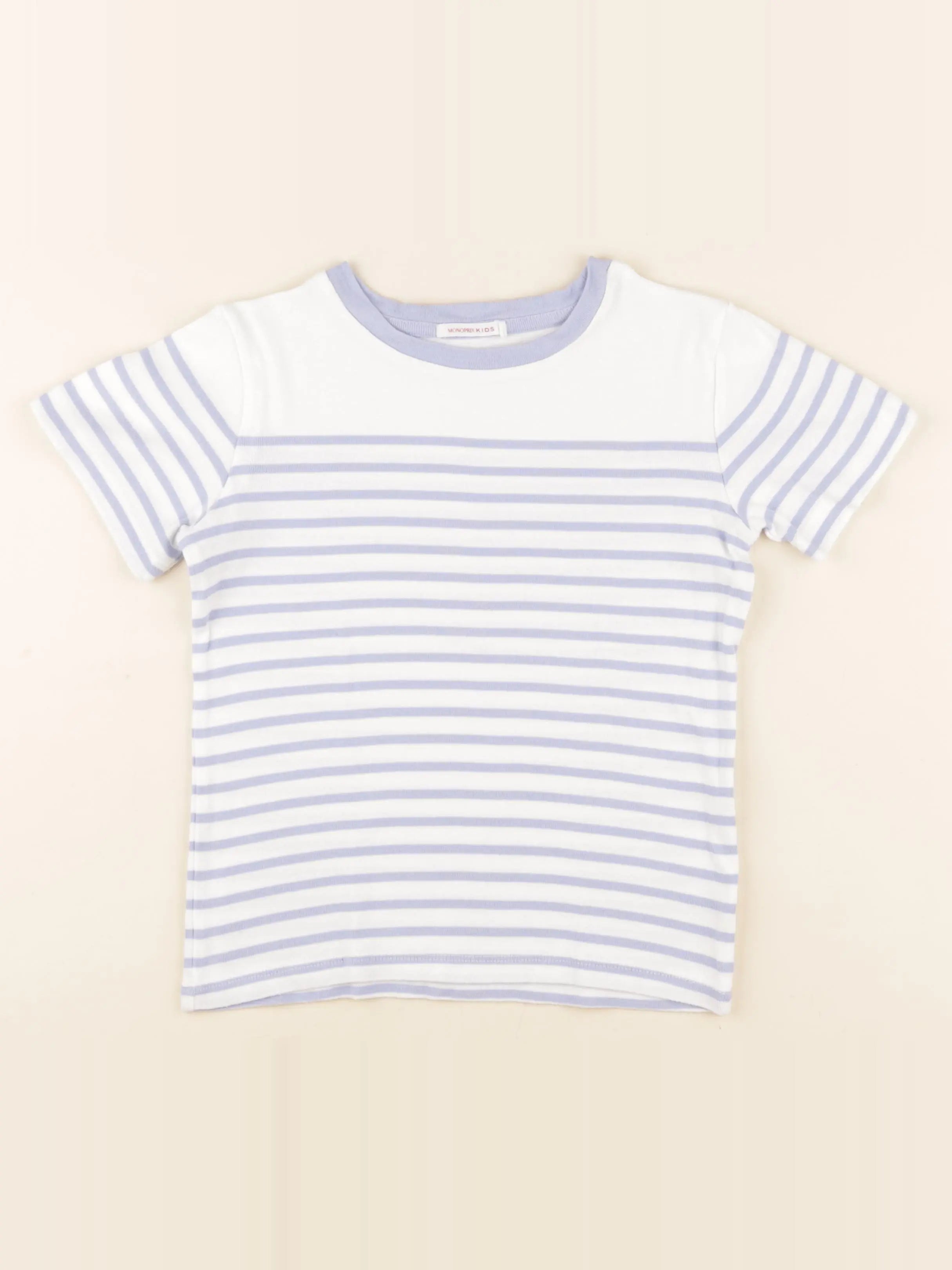Monoprix - tee-shirt blanc, bleu - 8 ans