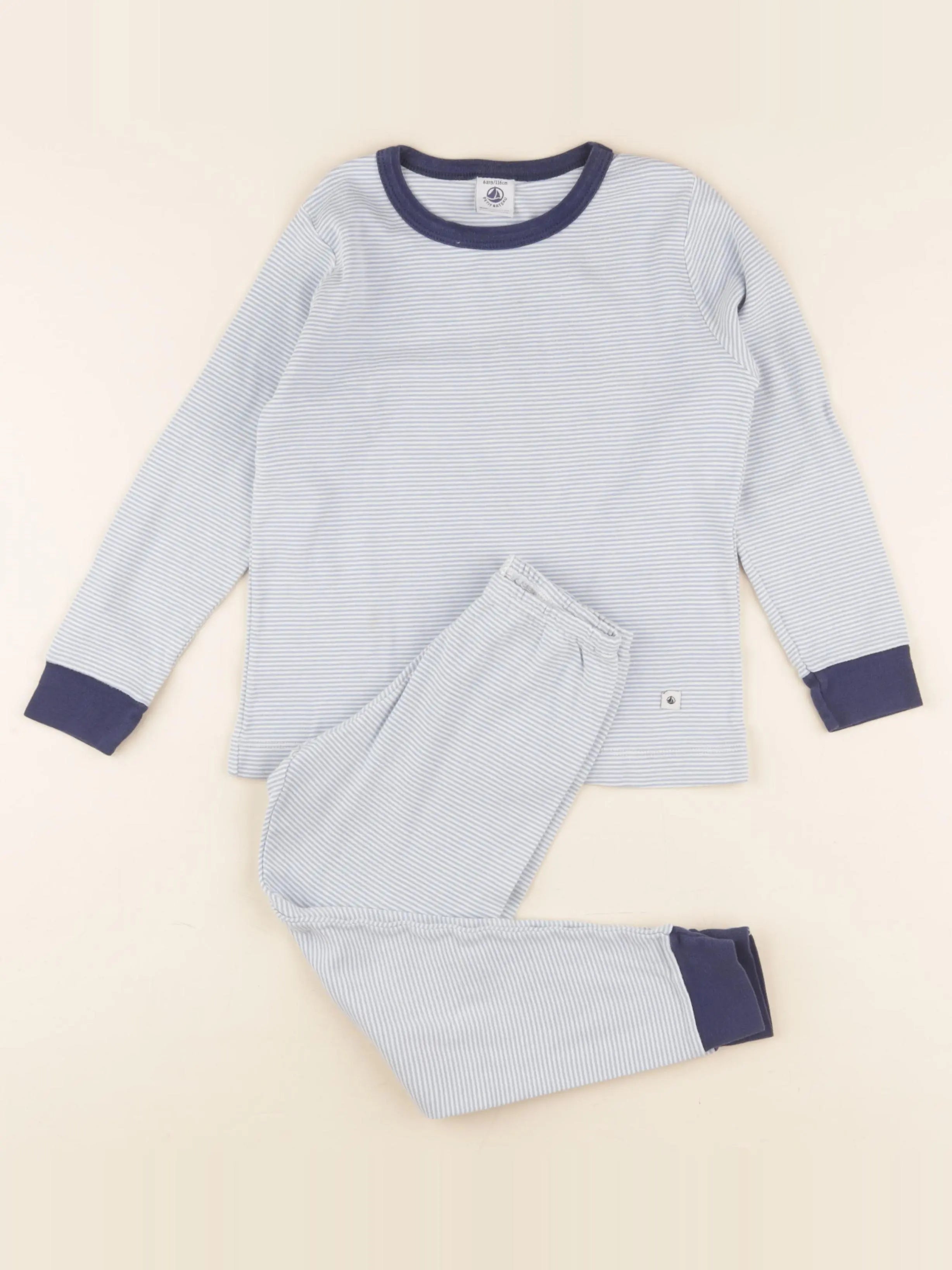 Petit Bateau - pyjama coton bleu - 6 ans