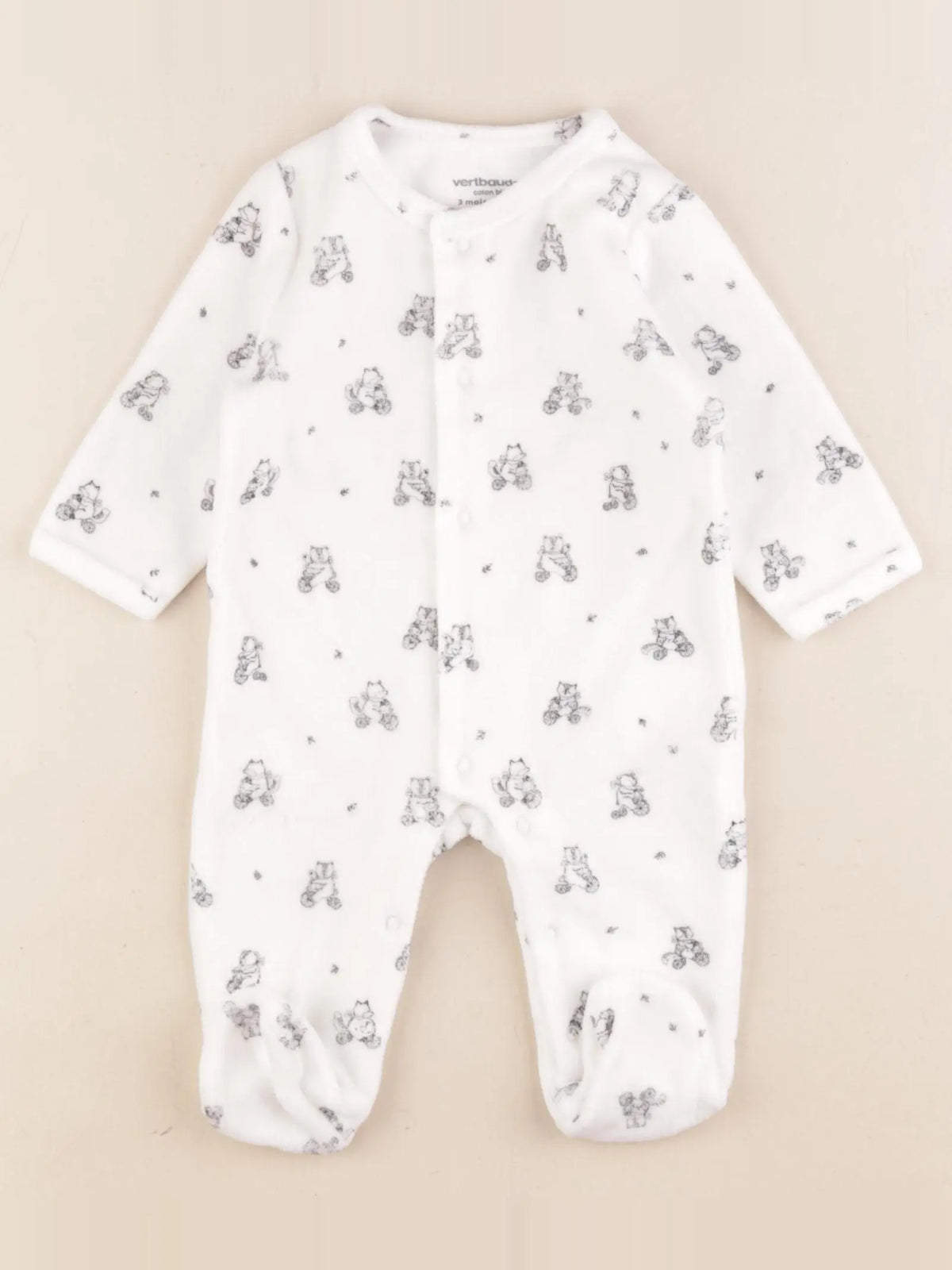 Vertbaudet - pyjama velours blanc - 3 mois