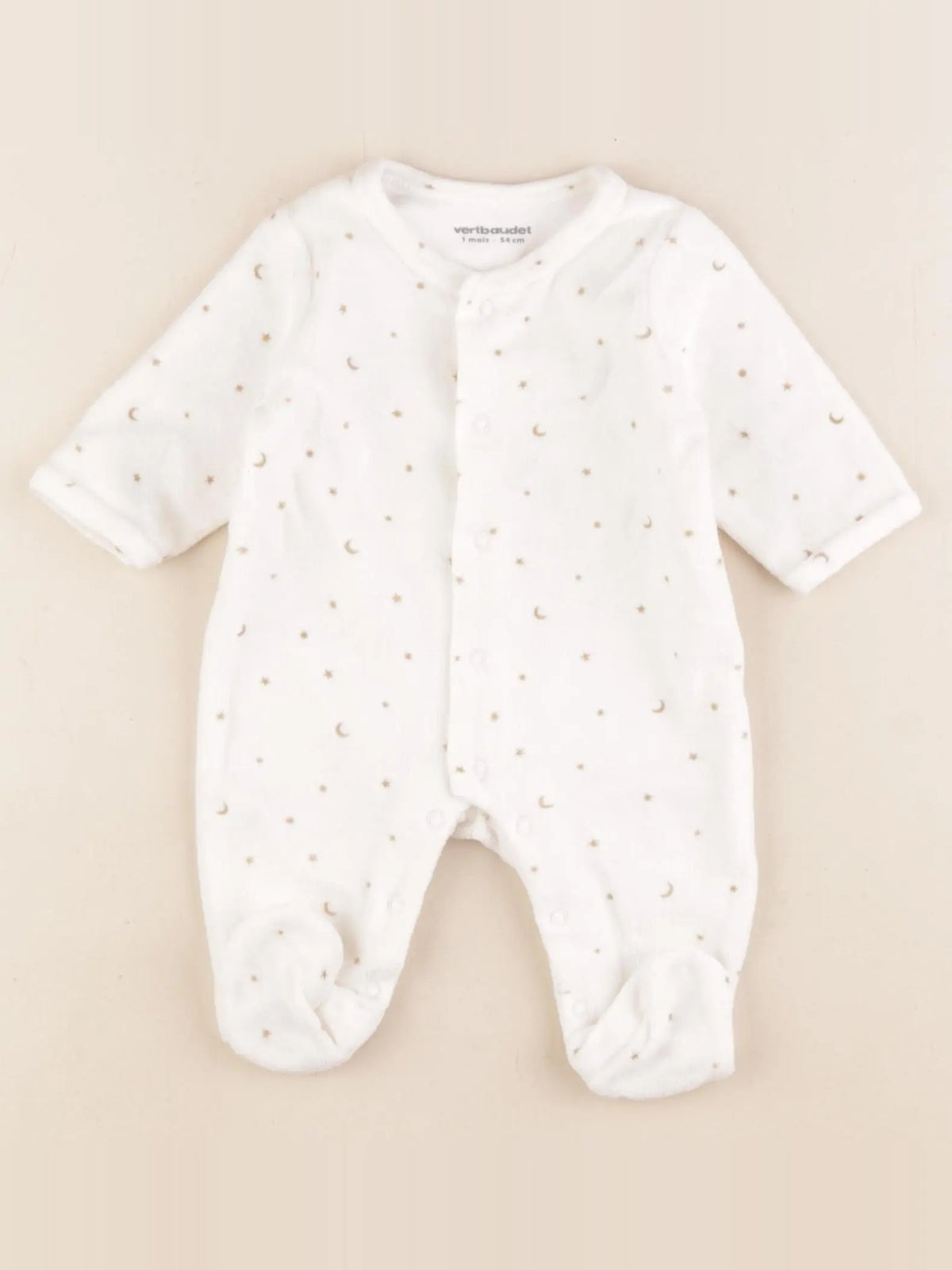 Vertbaudet - pyjama velours beige - 1 mois