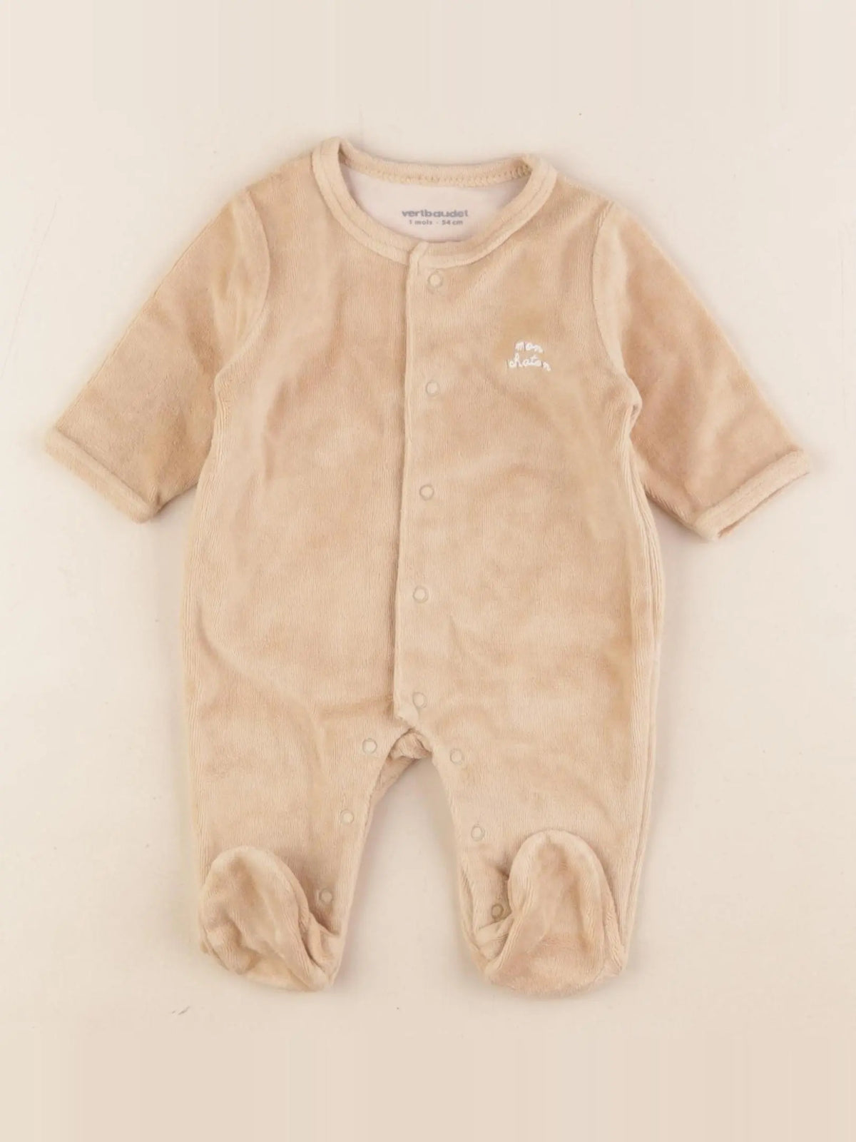 Vertbaudet - pyjama velours marron - 1 mois