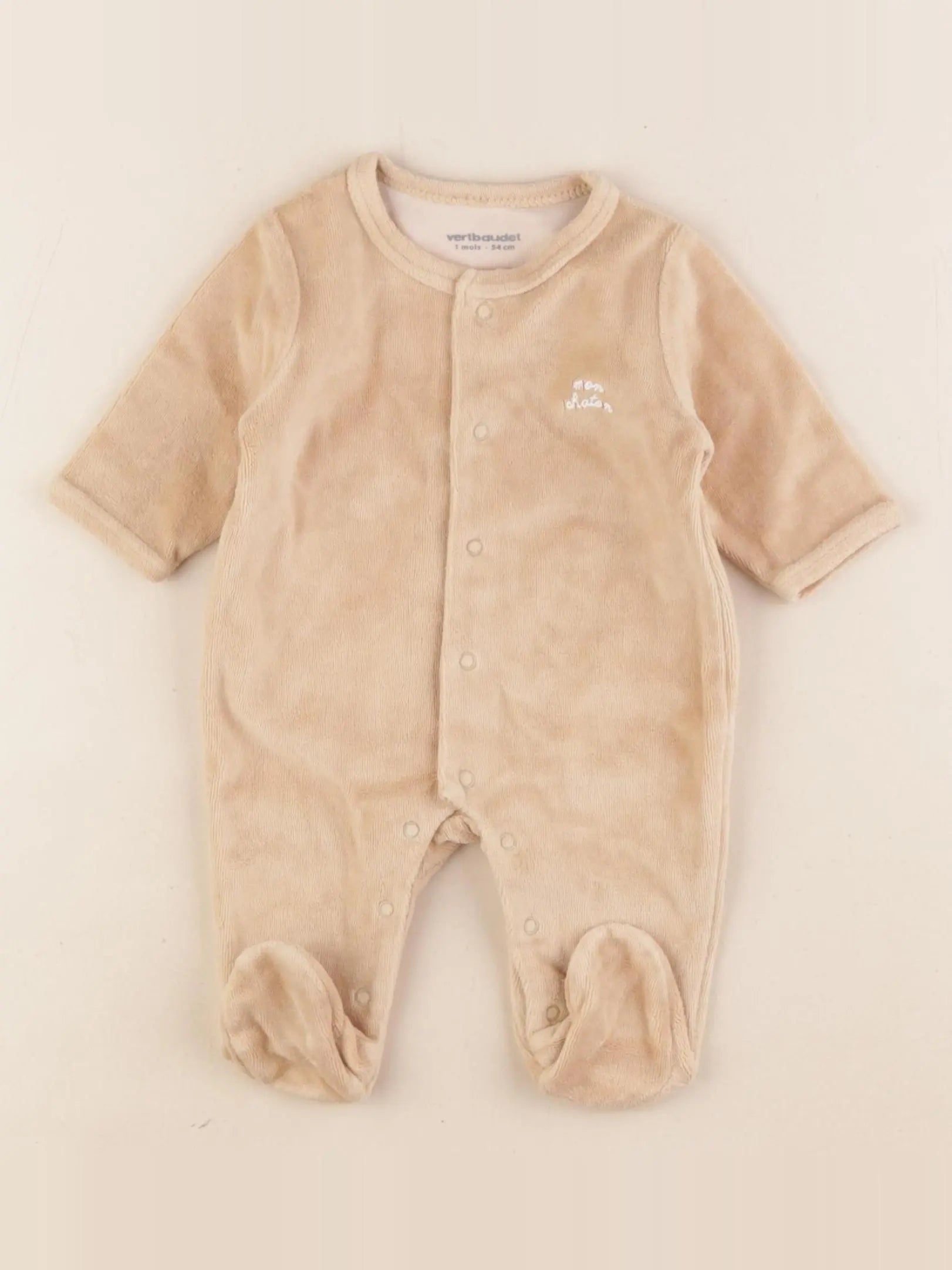 Vertbaudet - pyjama velours marron - 1 mois